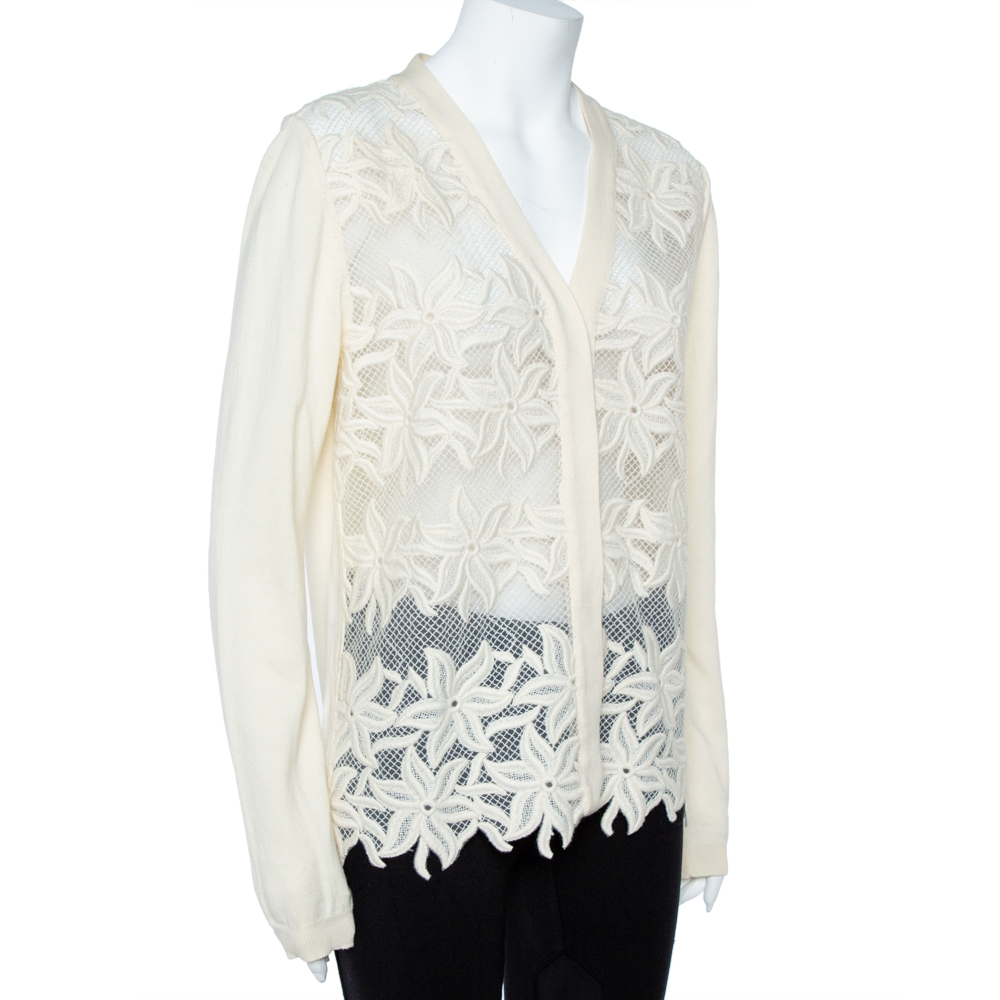 

Chloe Cream Knit Embroidered Cardigan