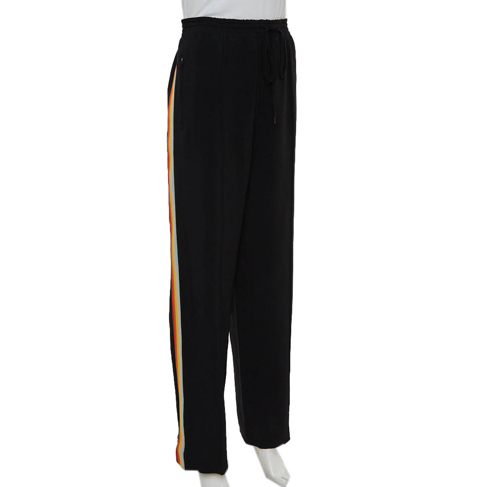 

Chloe Black Crepe Rainbow Stripe Detail Trousers