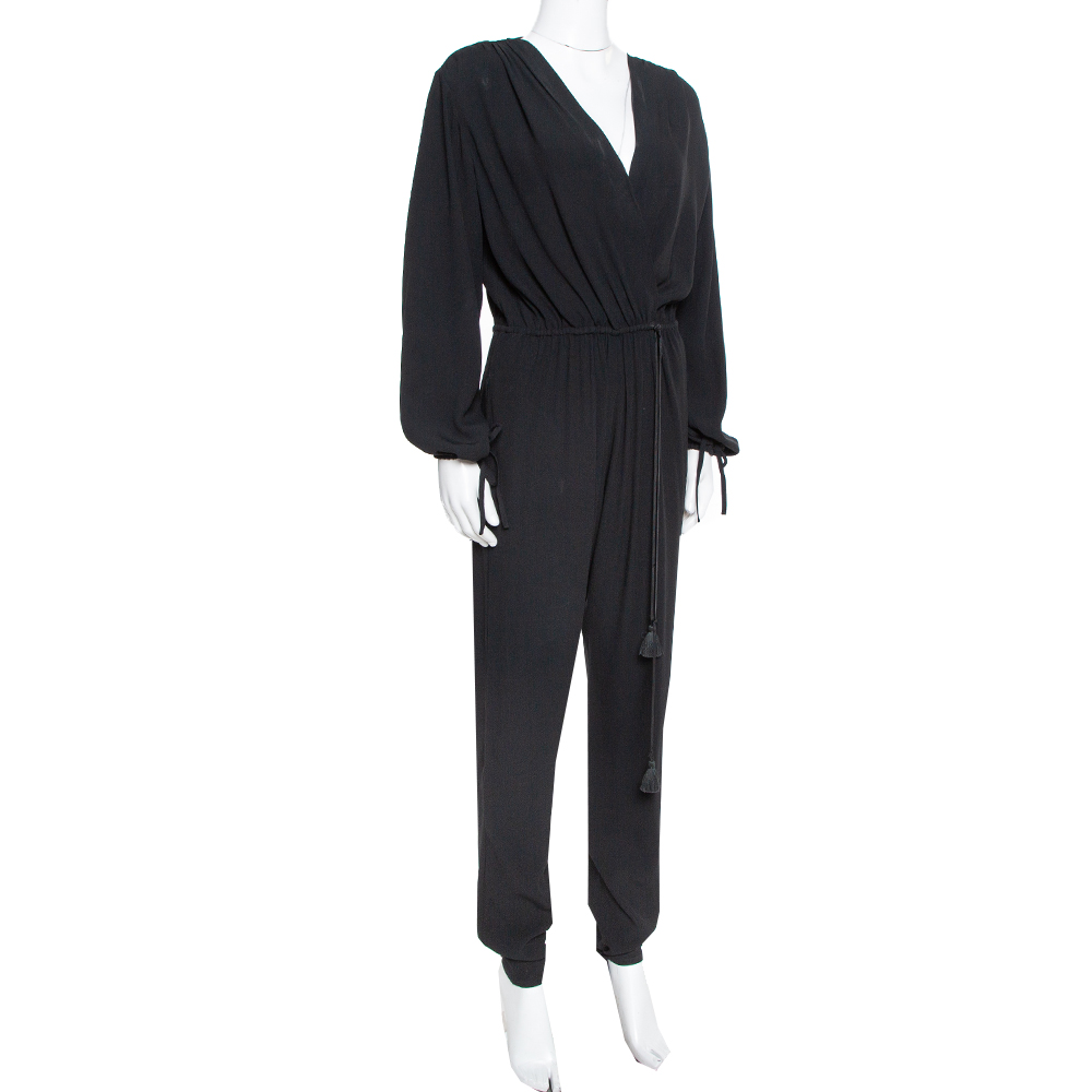 

Chloe Black Crepe V Neck Tie Detail Jumpsuit