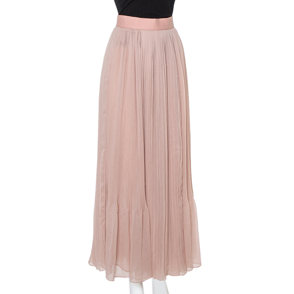 

Chloe Pink Silk Chiffon Pleated Midi Skirt S