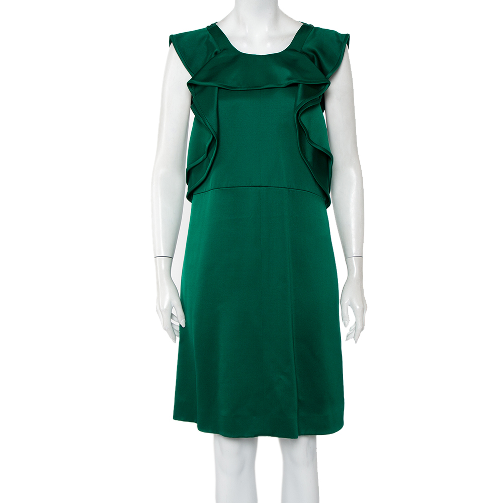 

Chloe Green Wool & Silk Ruffle Detail Sleeveless Mini Dress