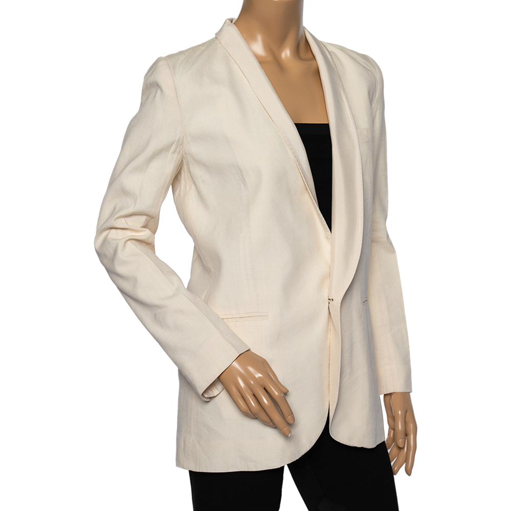 

Chloe Cream Silk Pocketed Single Breasted Blazer