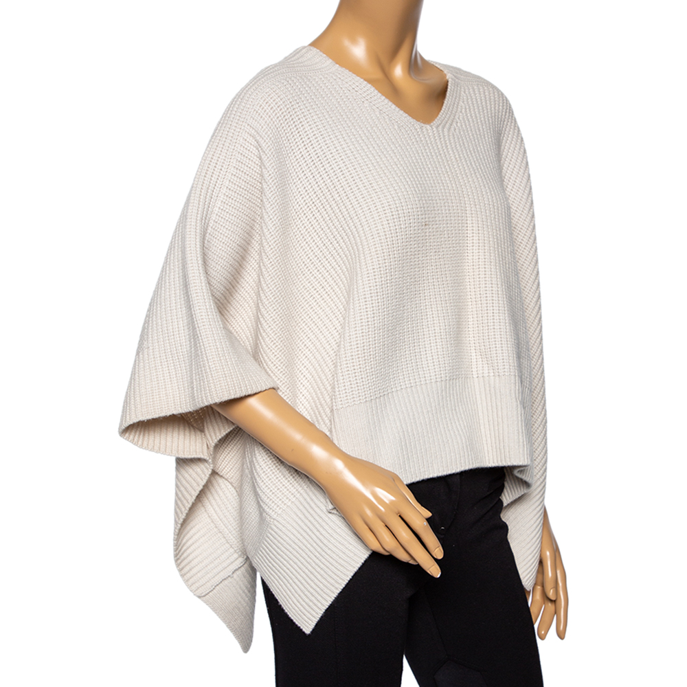 

Chloe Chalk Cashmere Knit Buttoned Detailed Poncho XS, Beige