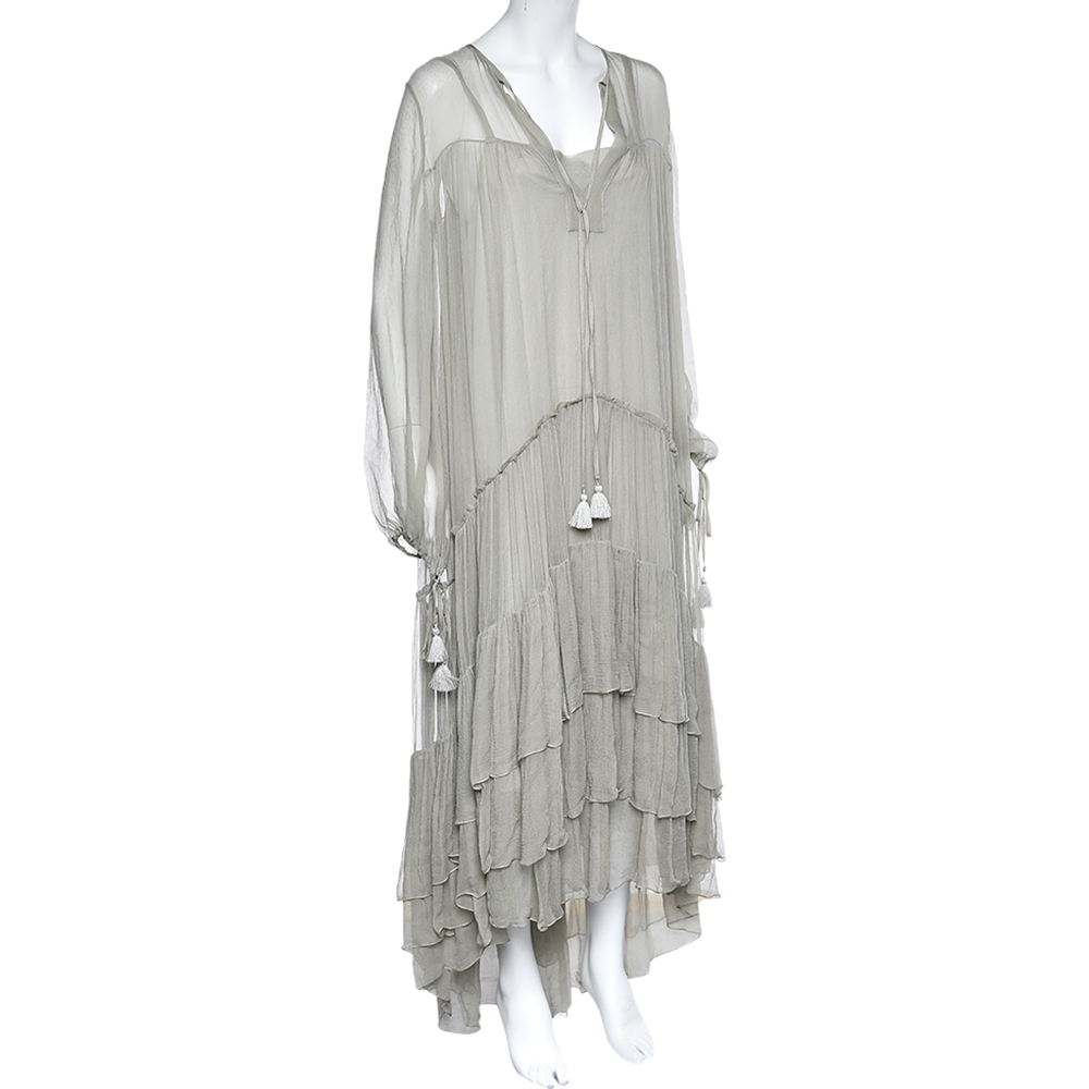 

Chloe Grey Chiffon Tiered Maxi Dress