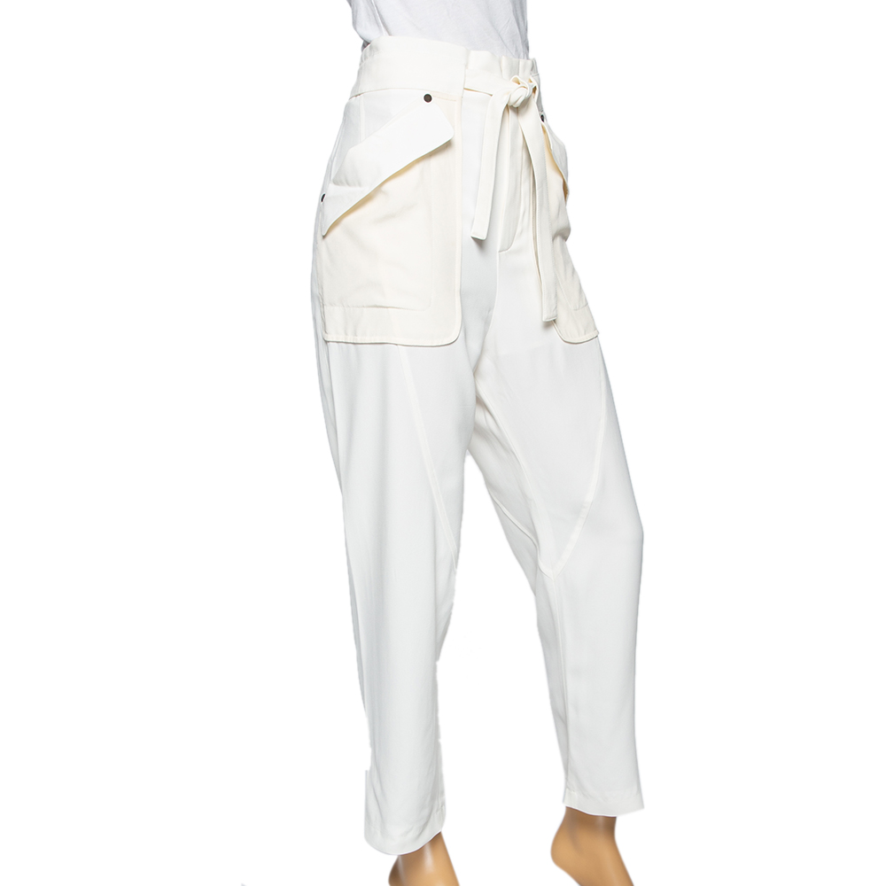 

Chloe White Crepe Oversized Pocket Detail Pants