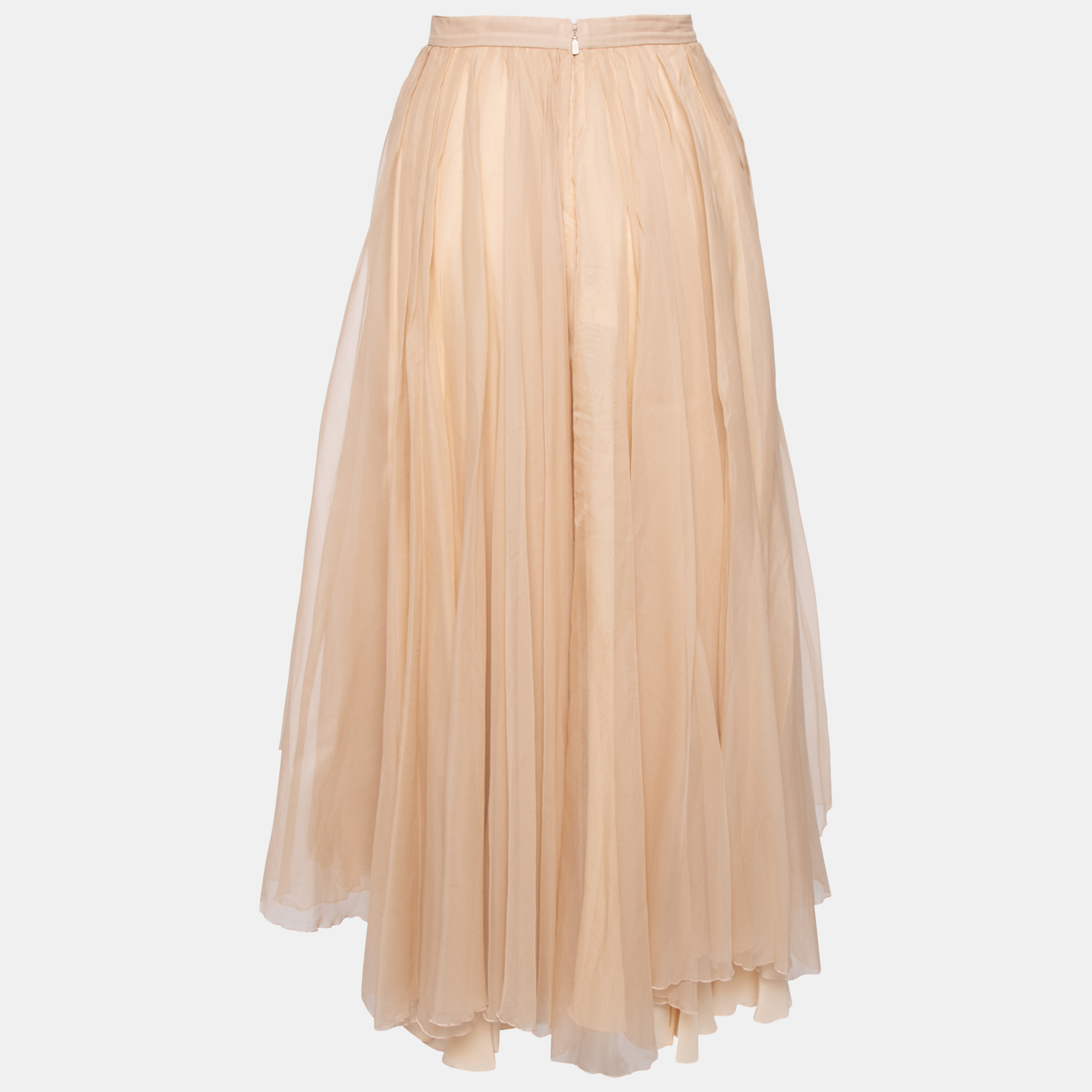

Chloe Peach Silk Tulle Midi Skirt, Pink