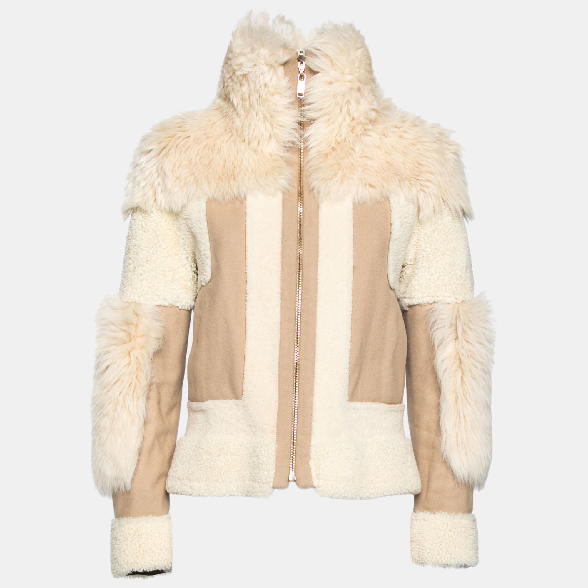 

Chloe Off White Suede and Shearling Reversible Jacket, Beige