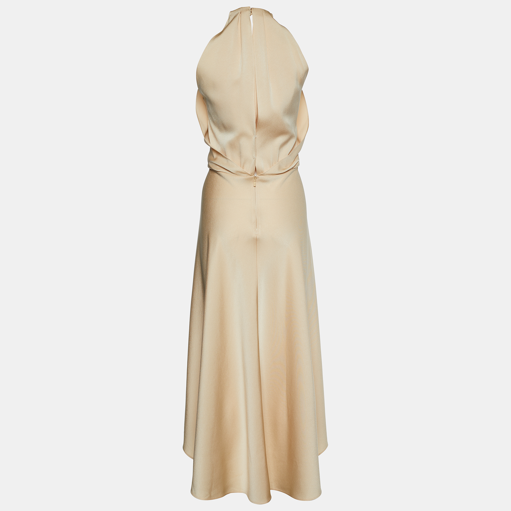 

Chloe Macadamia Brown Crepe V-neck Crepe Fluid Dress