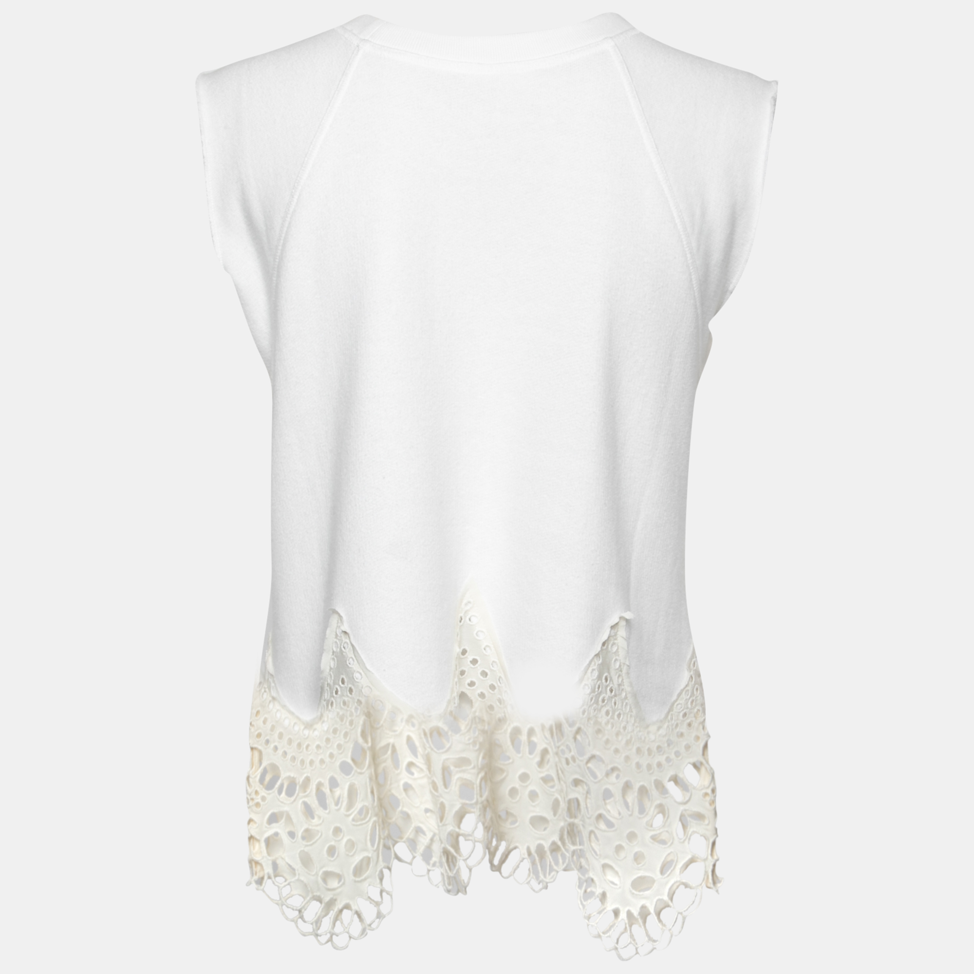 

Chloe White Cotton Lace Trim Sleeveless Top