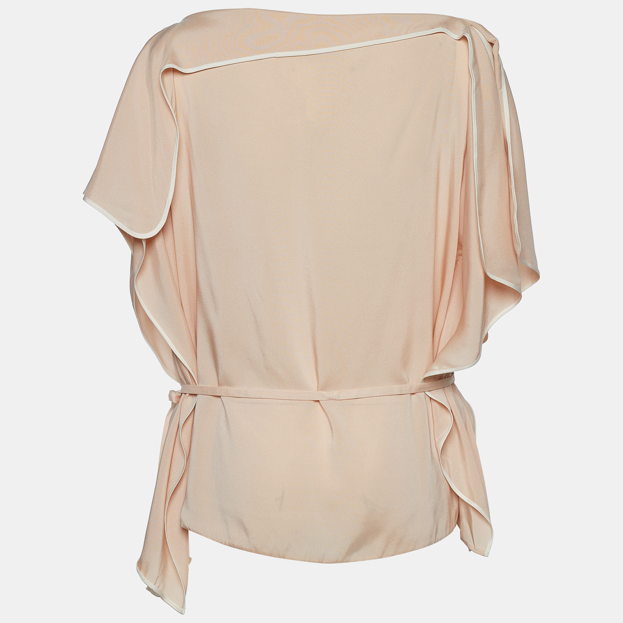 

Chloe Bliss Pink Silk Blend Belted Kaftan Blouse, Cream