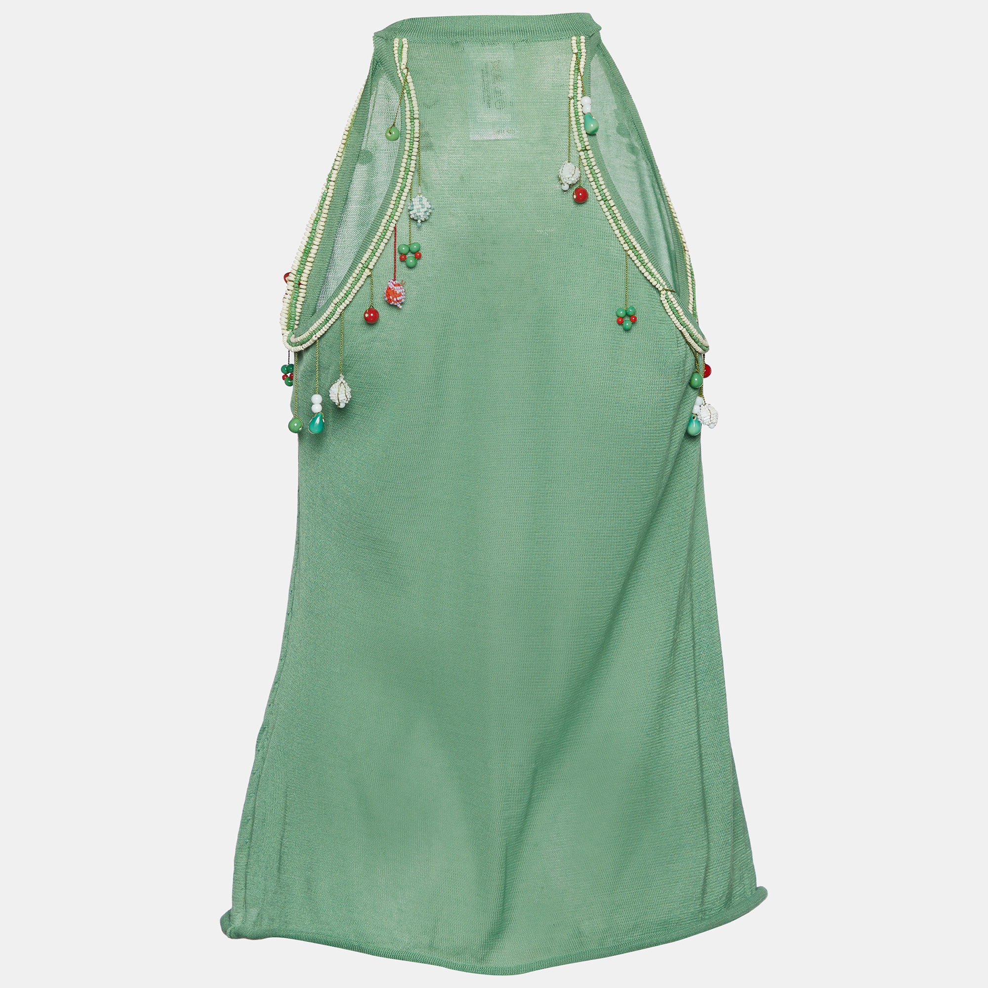 

Chloe Vintage Green Cotton Knit Bead Detail Coverup