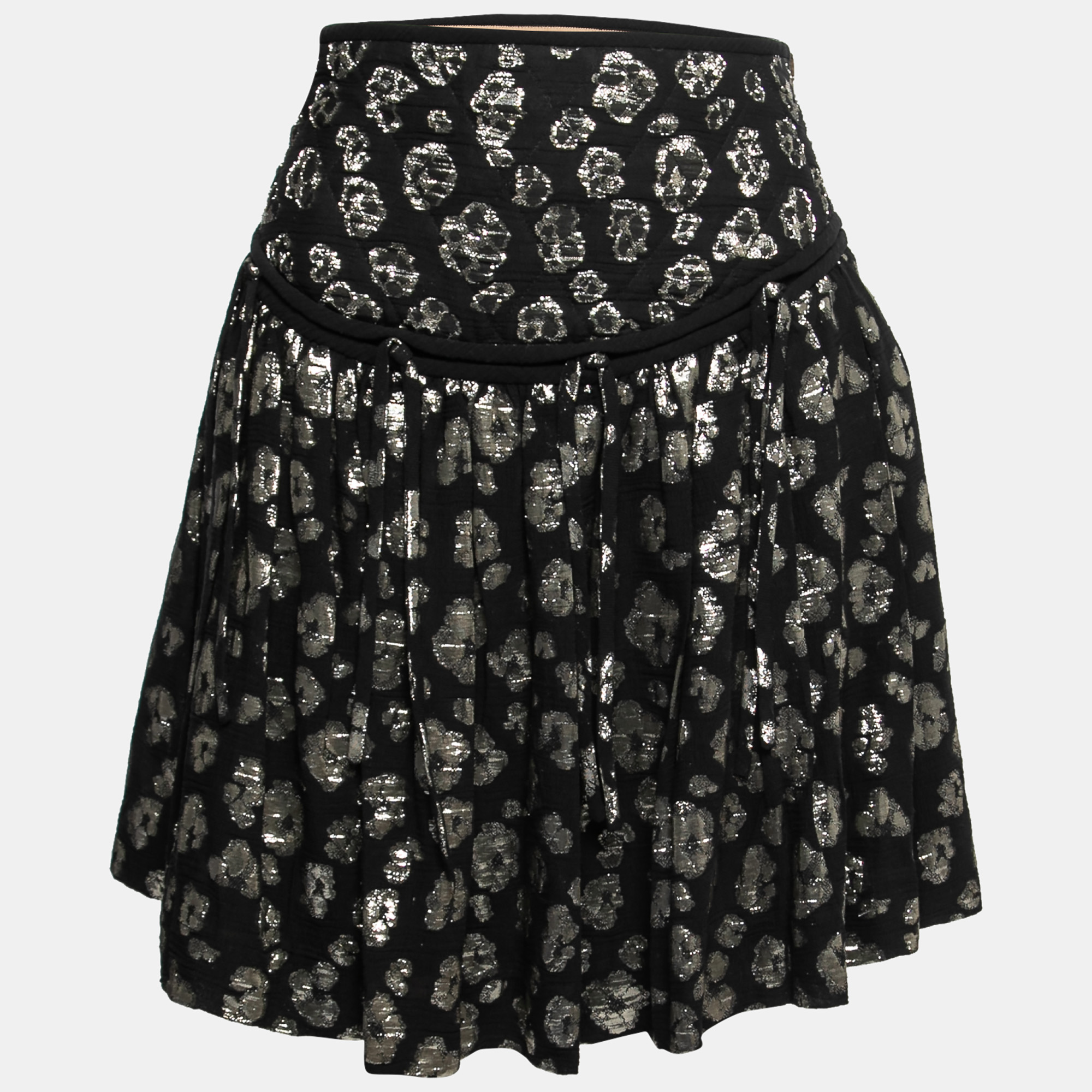 

Chloe Black Lurex Jacquard Cotton Pleated Skirt