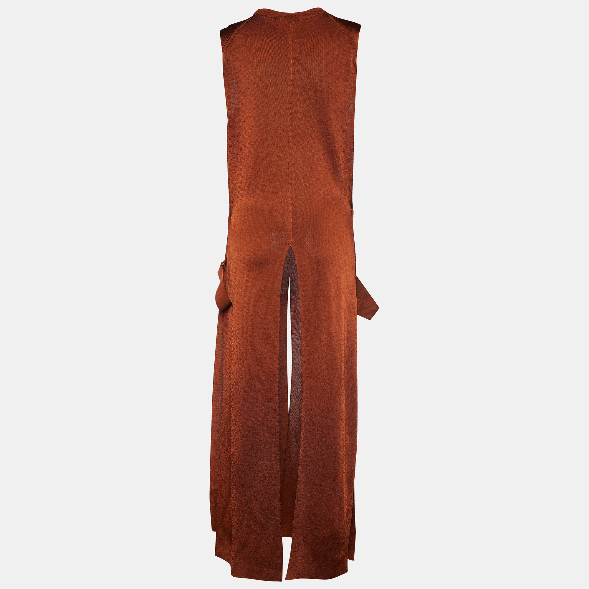 

Chloé Crimson Brown Knit Slit Detail Maxi Vest