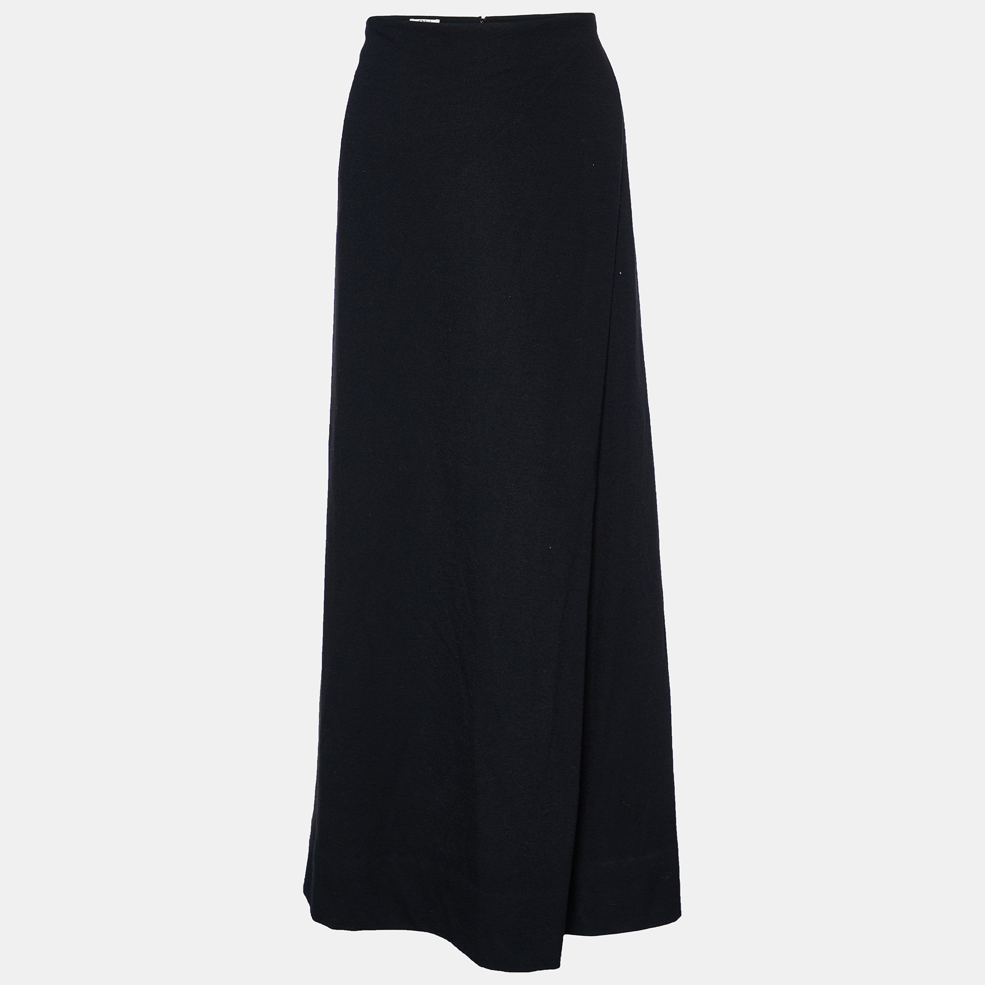 Pre-owned Chloé Black Wool & Cotton Pleated Detail Maxi Skirt M