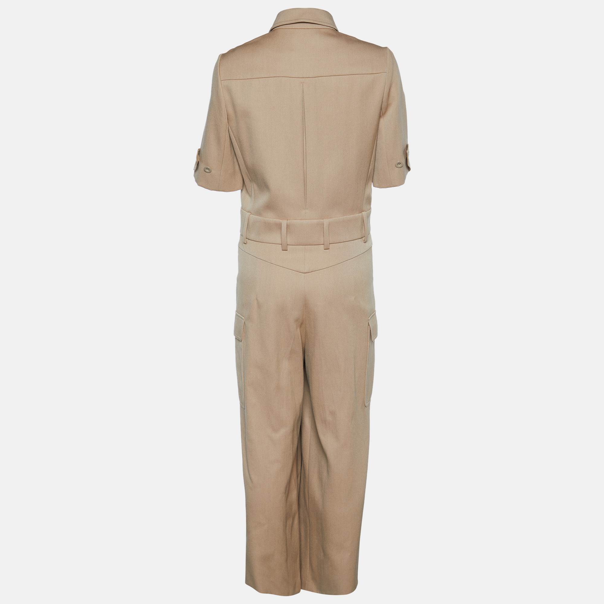 

Chloe Brown Wool & Cotton Cargo Jumpsuit