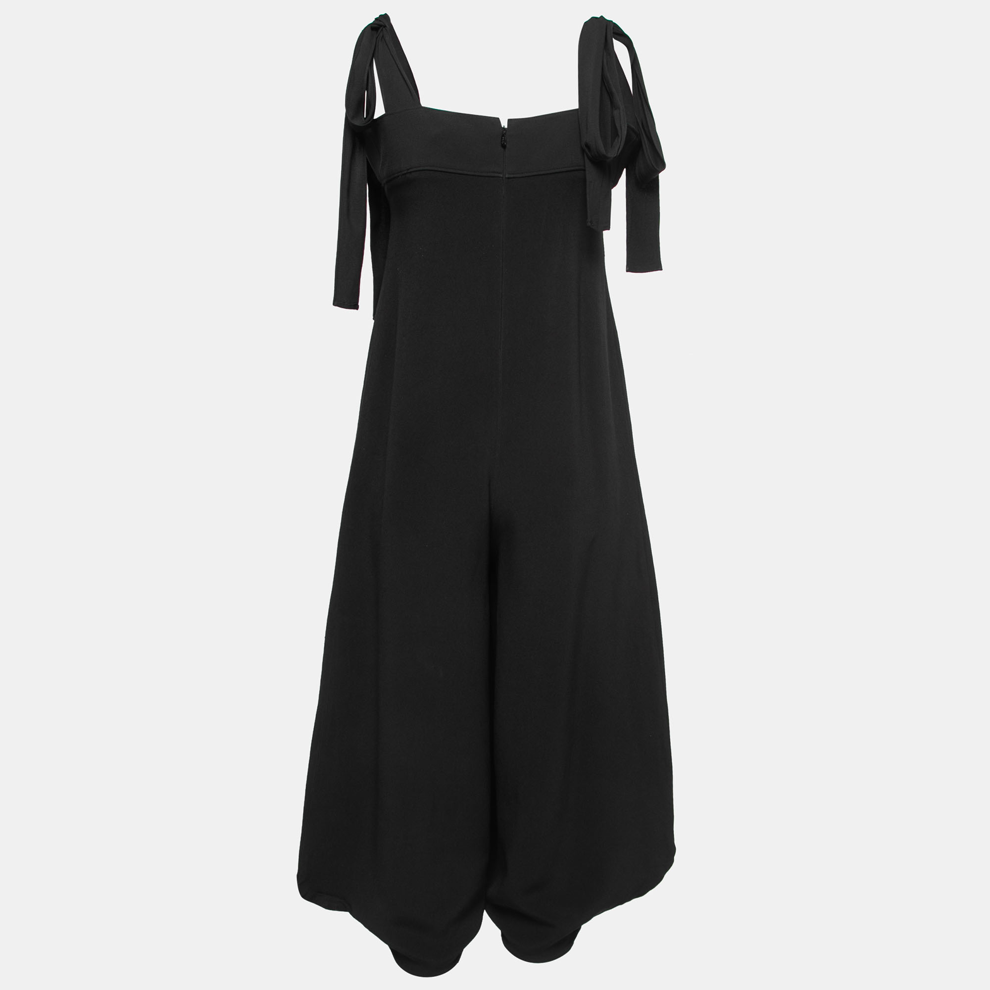 

Chloe Black Crepe Tie Strap Wide Leg Jumpsuit