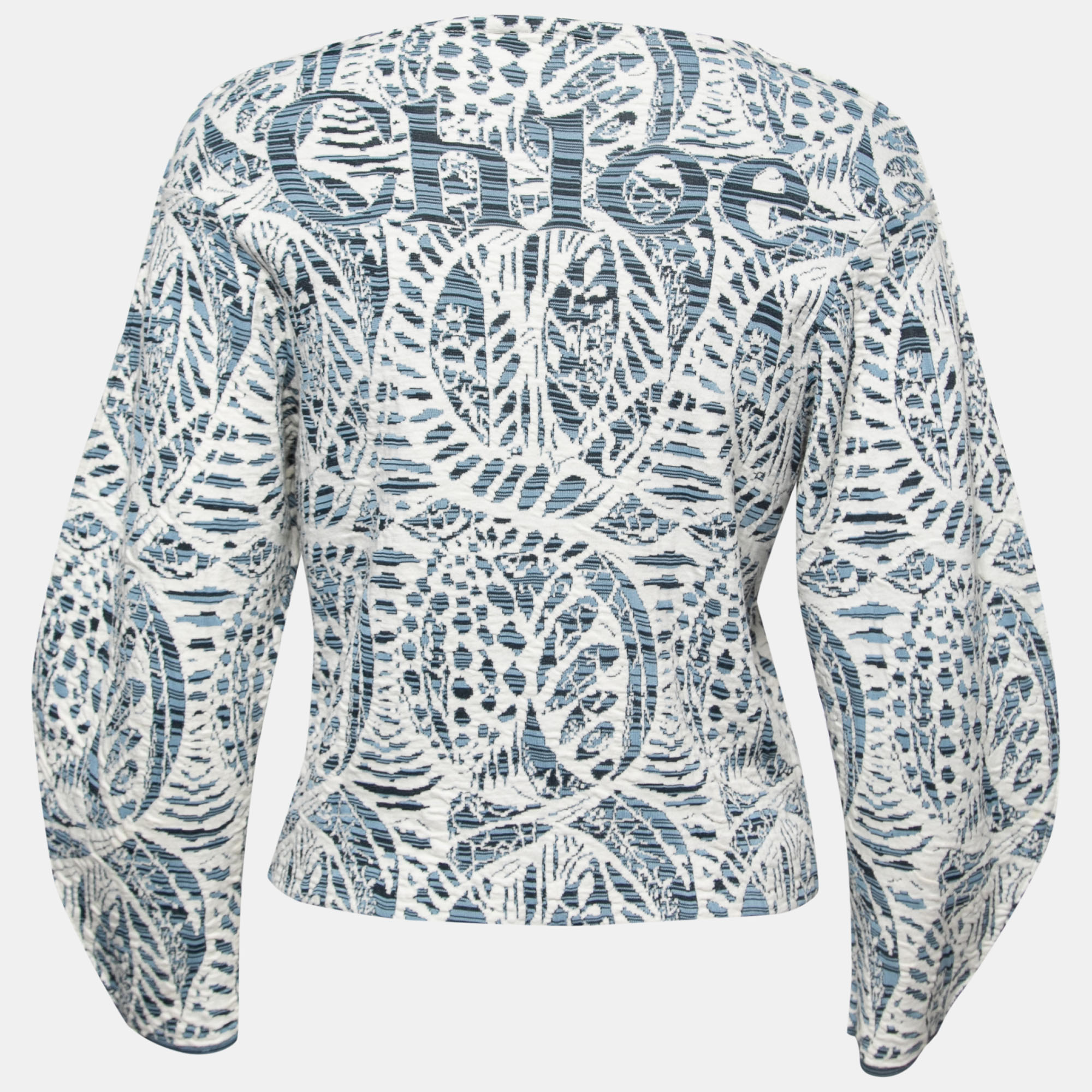 

Chloe Blue Patterned Jacquard Knit Long Sleeve Top