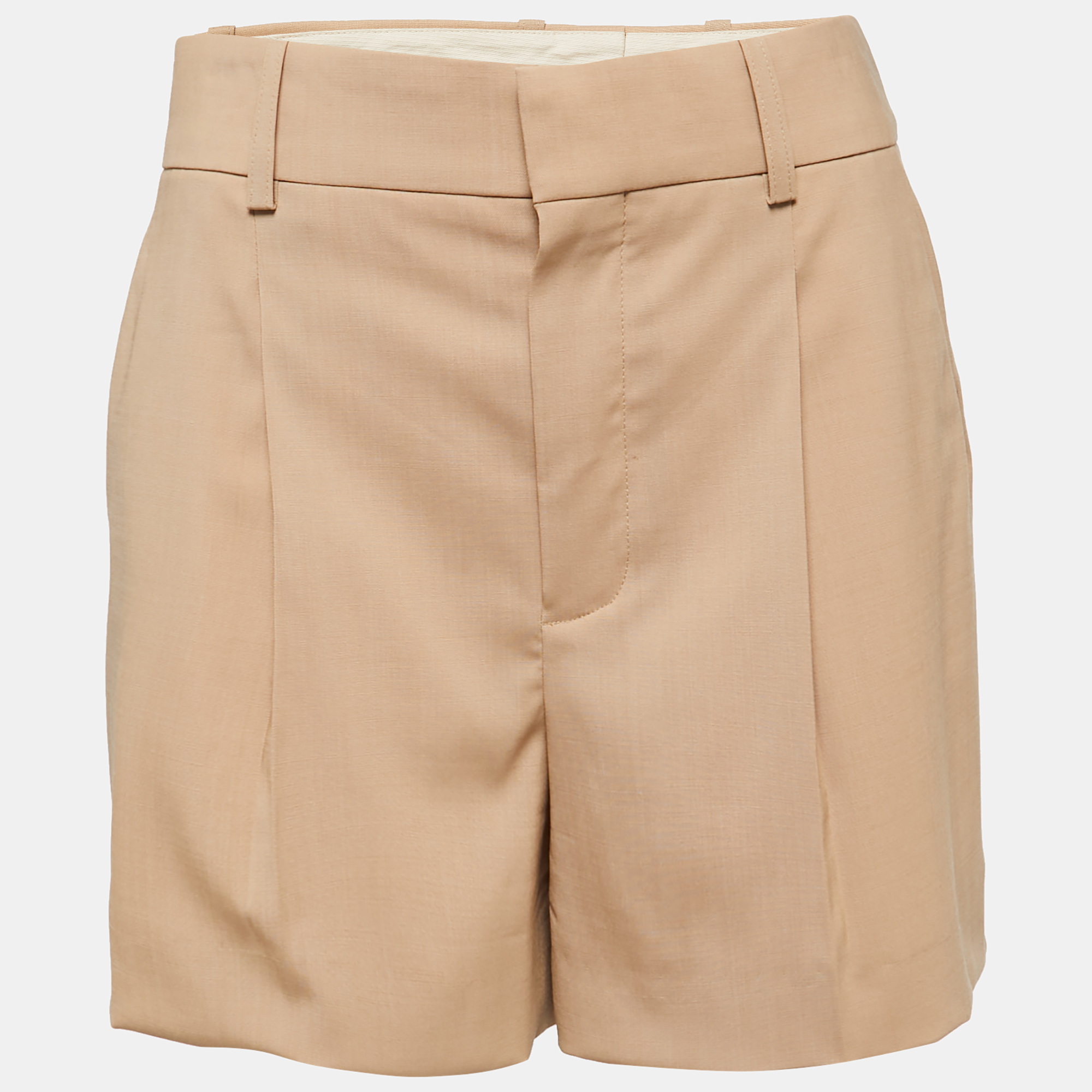 Pre Owned Chloe Brown Crepe Front Pleated Shorts S