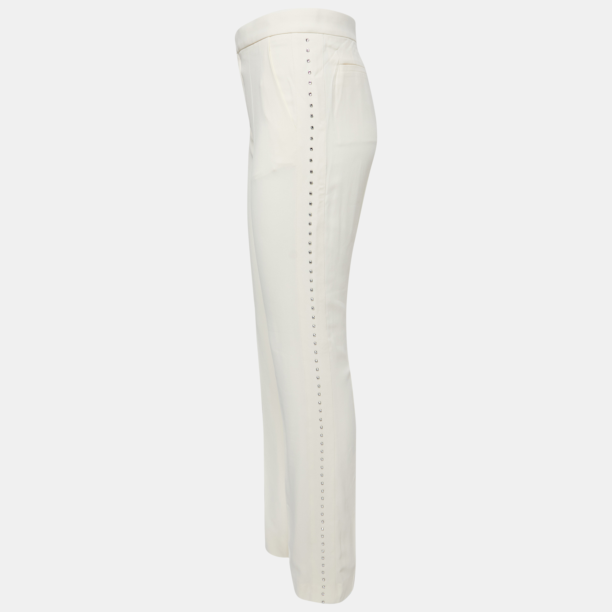 

Chloe Cream Crepe Rhinestone Embellished Trousers