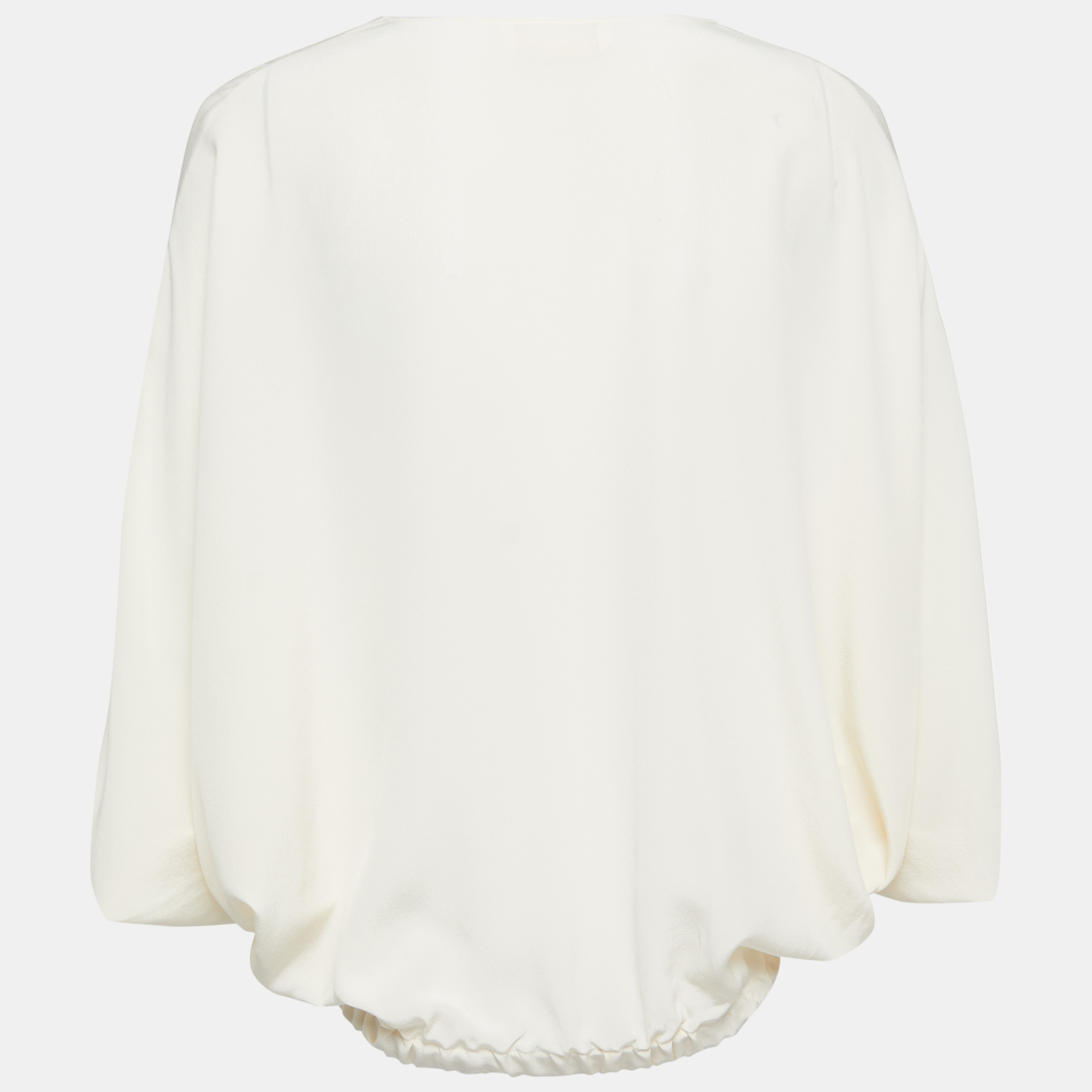 

Chloe Cream Silk V-Neck Oversized Blouse