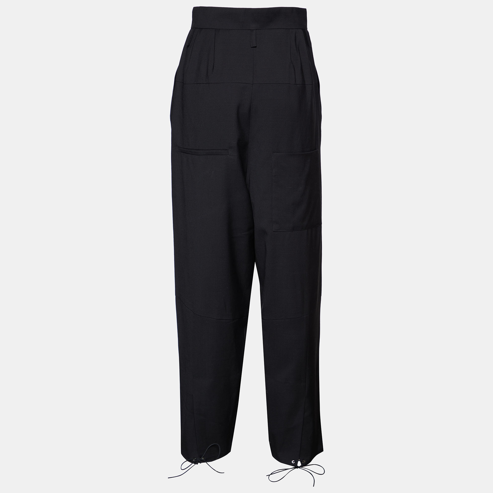 

Chloe Black Wool Drawstring Detail Parallel Pants