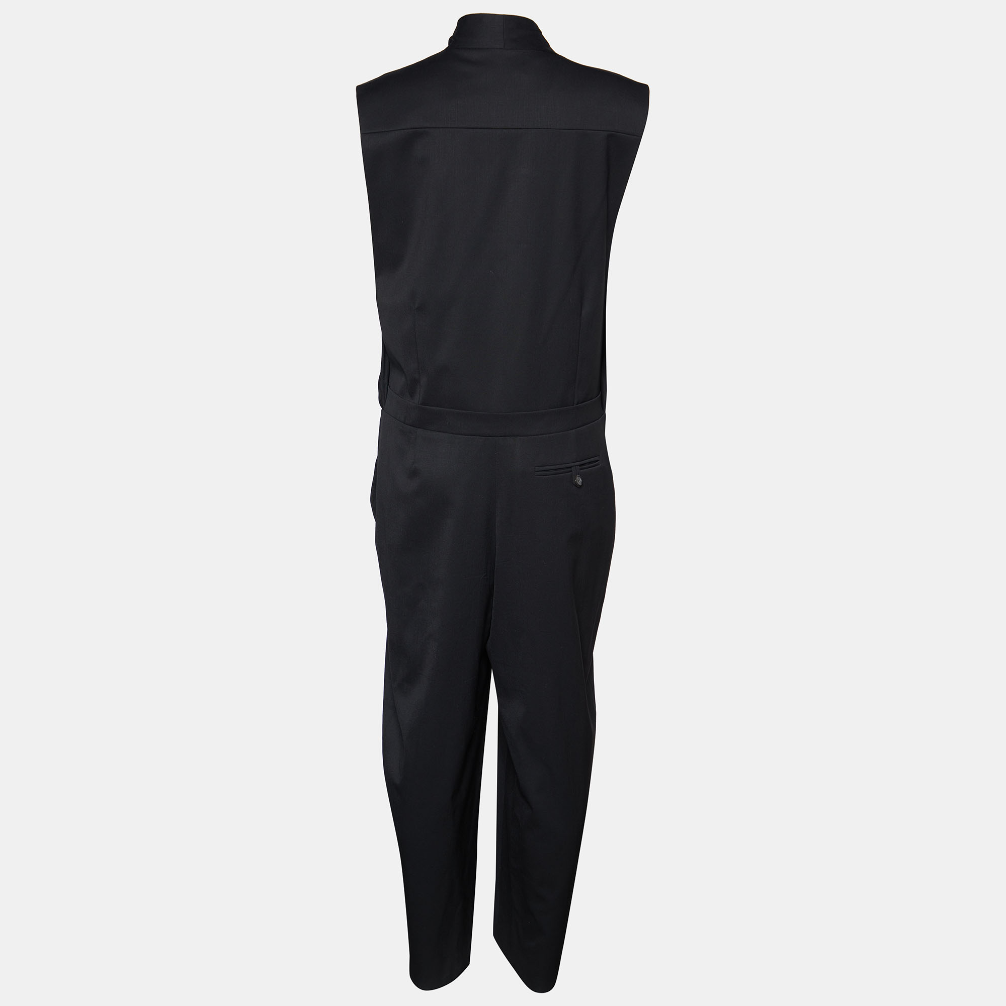 

Chloe Black Wool Wrap Style Sleeveless Jumpsuit