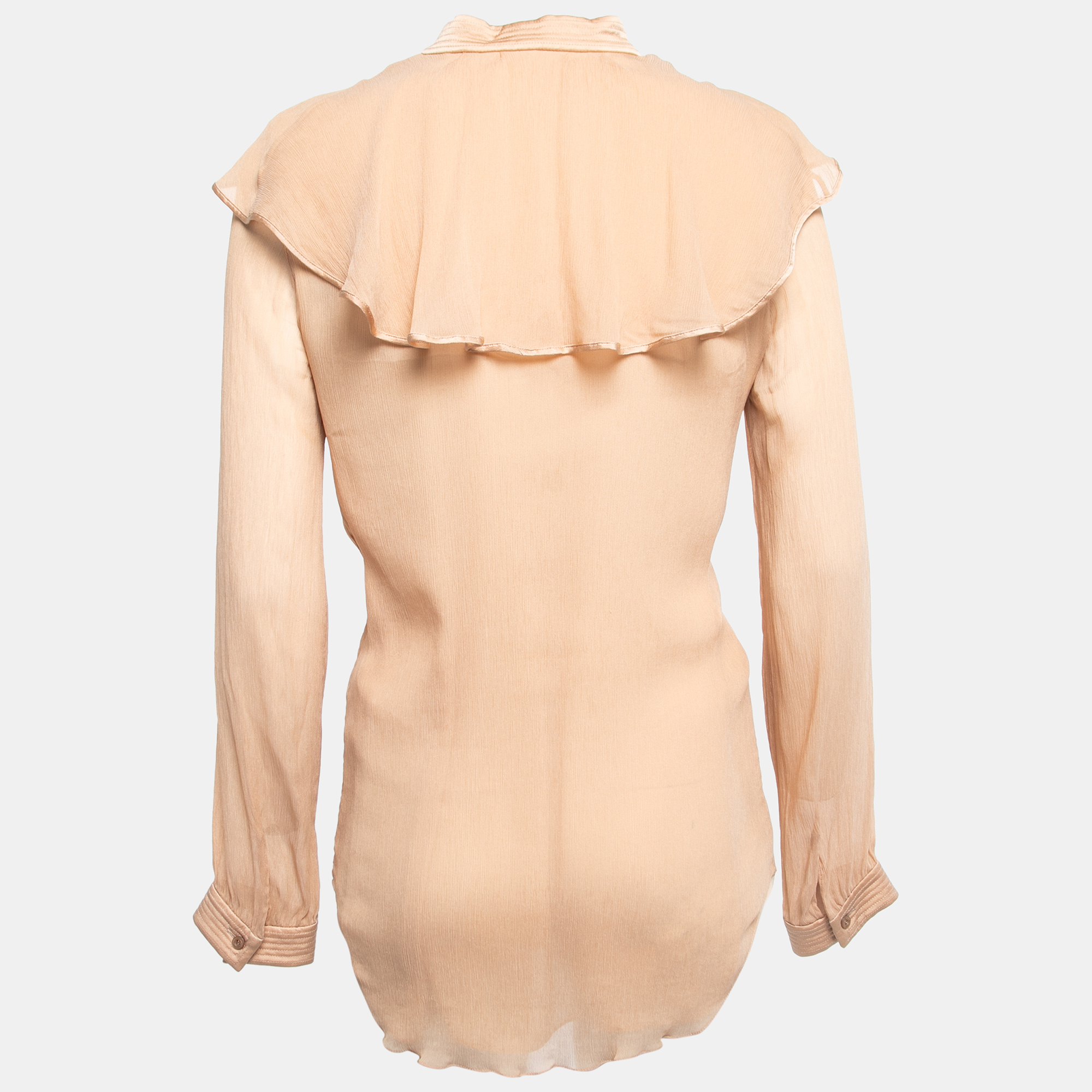 

Chloe Beige Silk Chiffon Ruffled Shirt