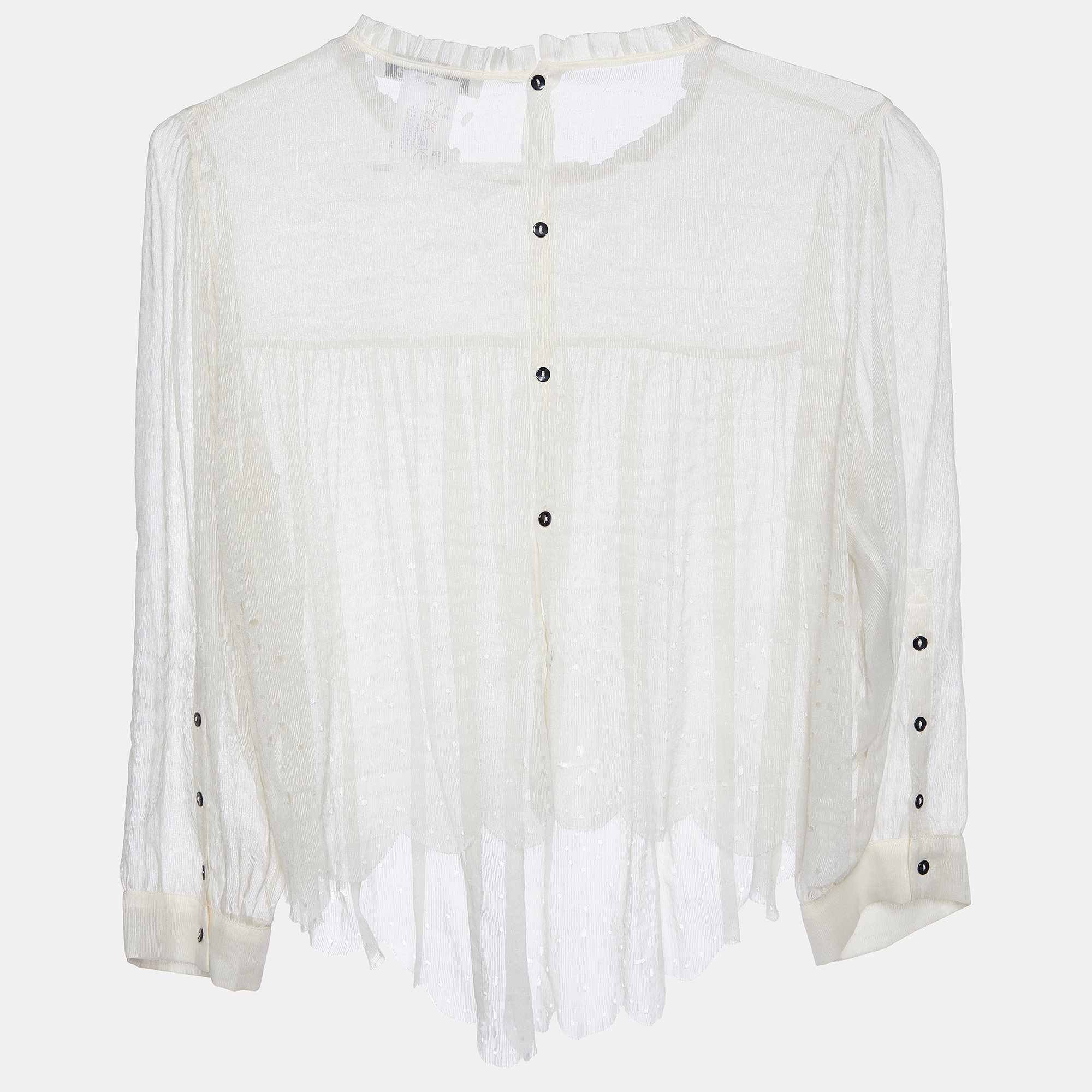 Pre-owned Chloé Off-white Silk & Linen Top L