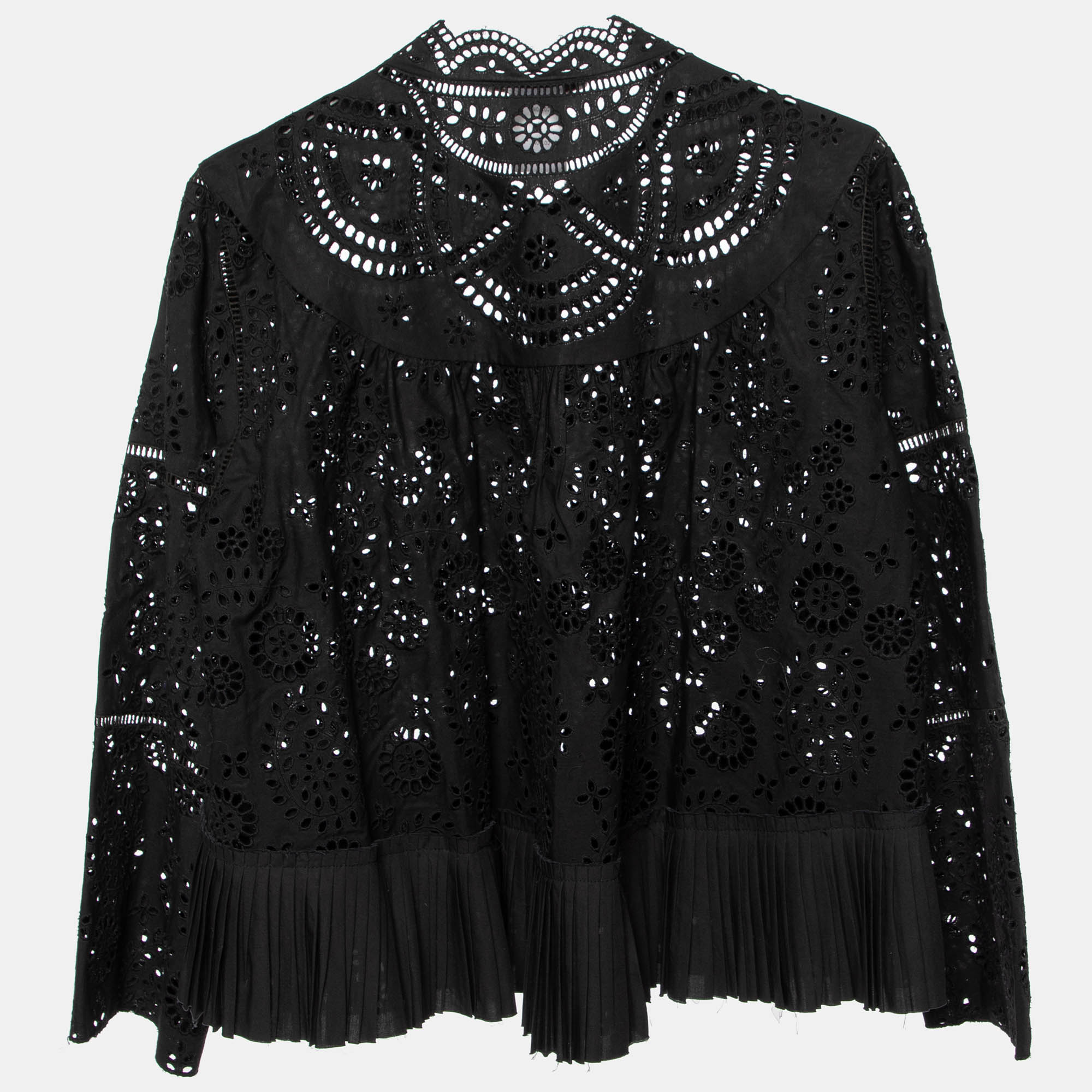 

Chloe Black Cutwork Cotton Button Front Shirt