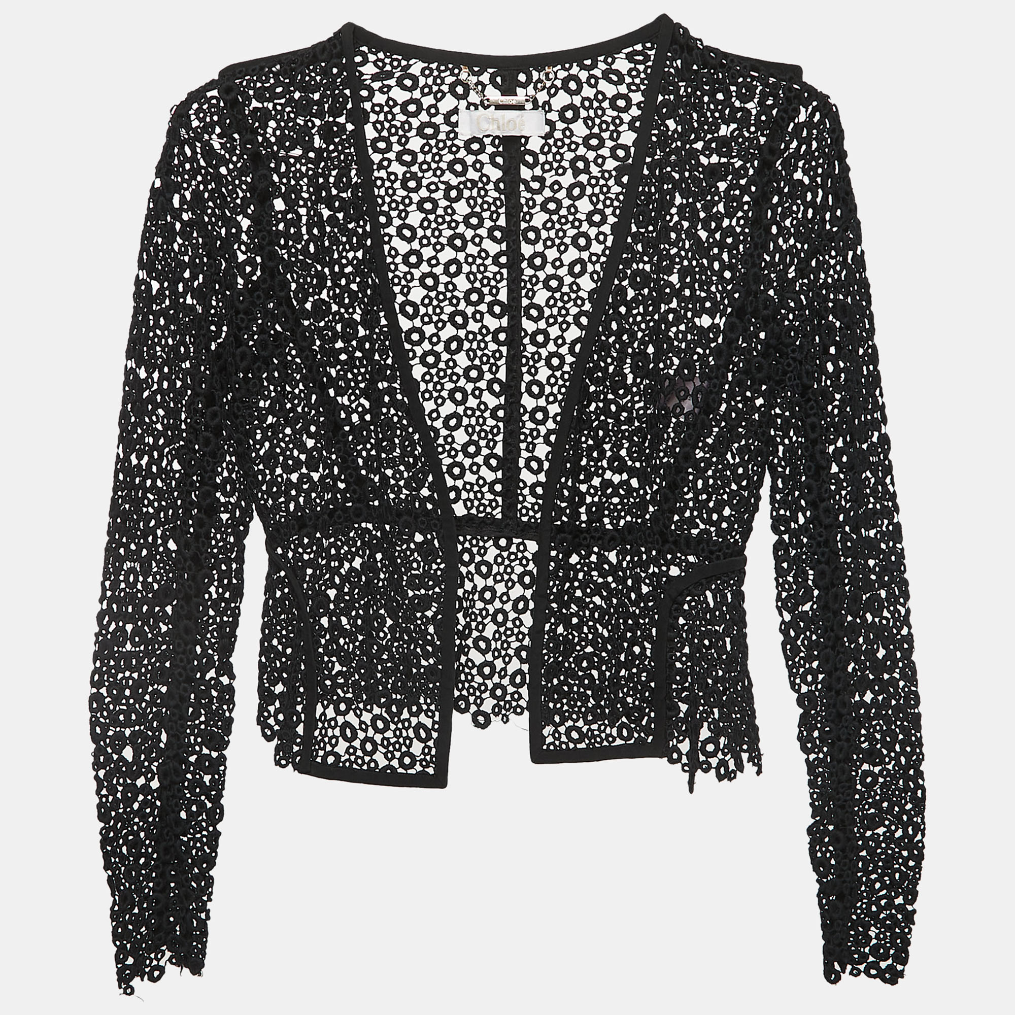 

Chloe Black Lace Open Front Cropped Shrug