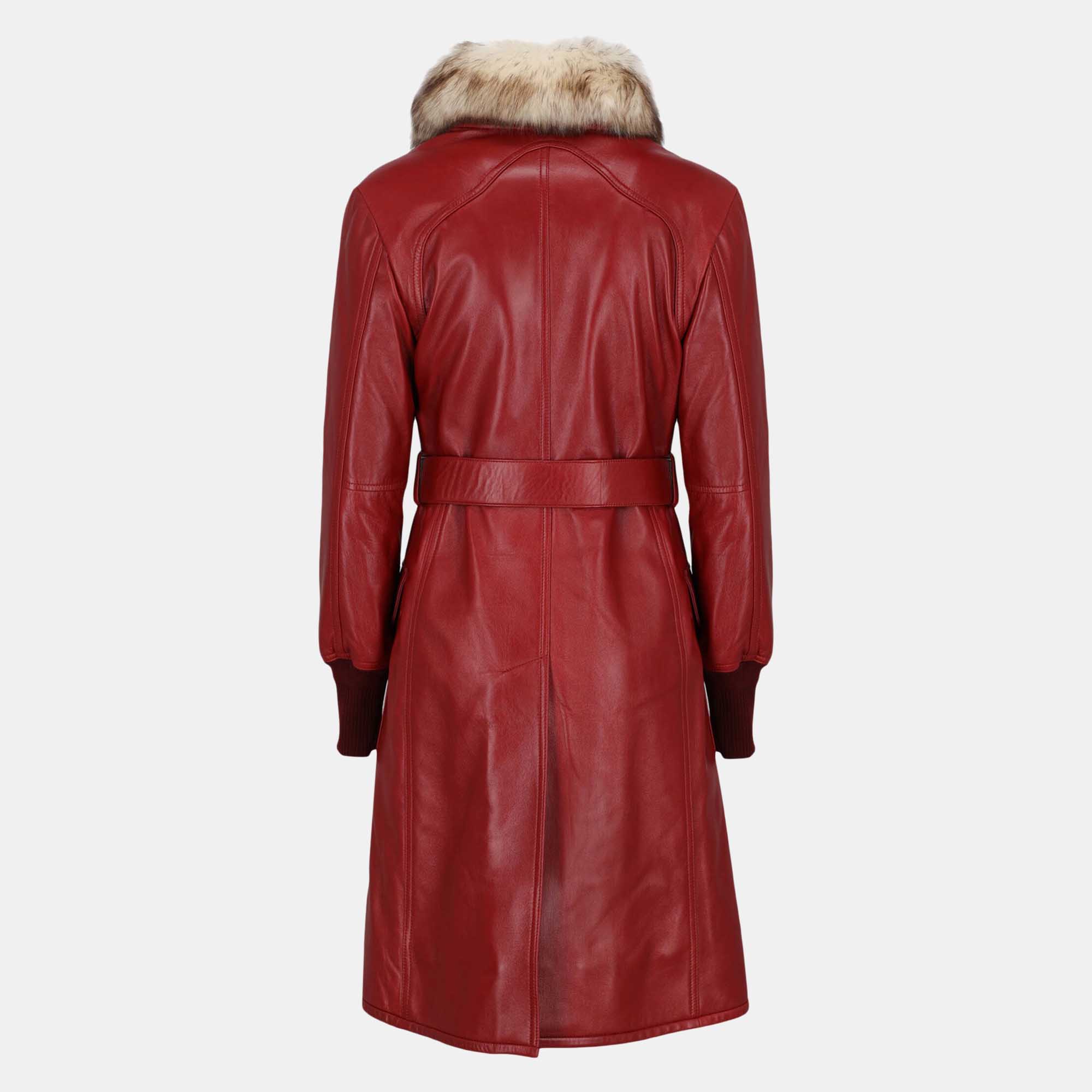 

Chloe Women' Leather Single Breasted Coat - Red