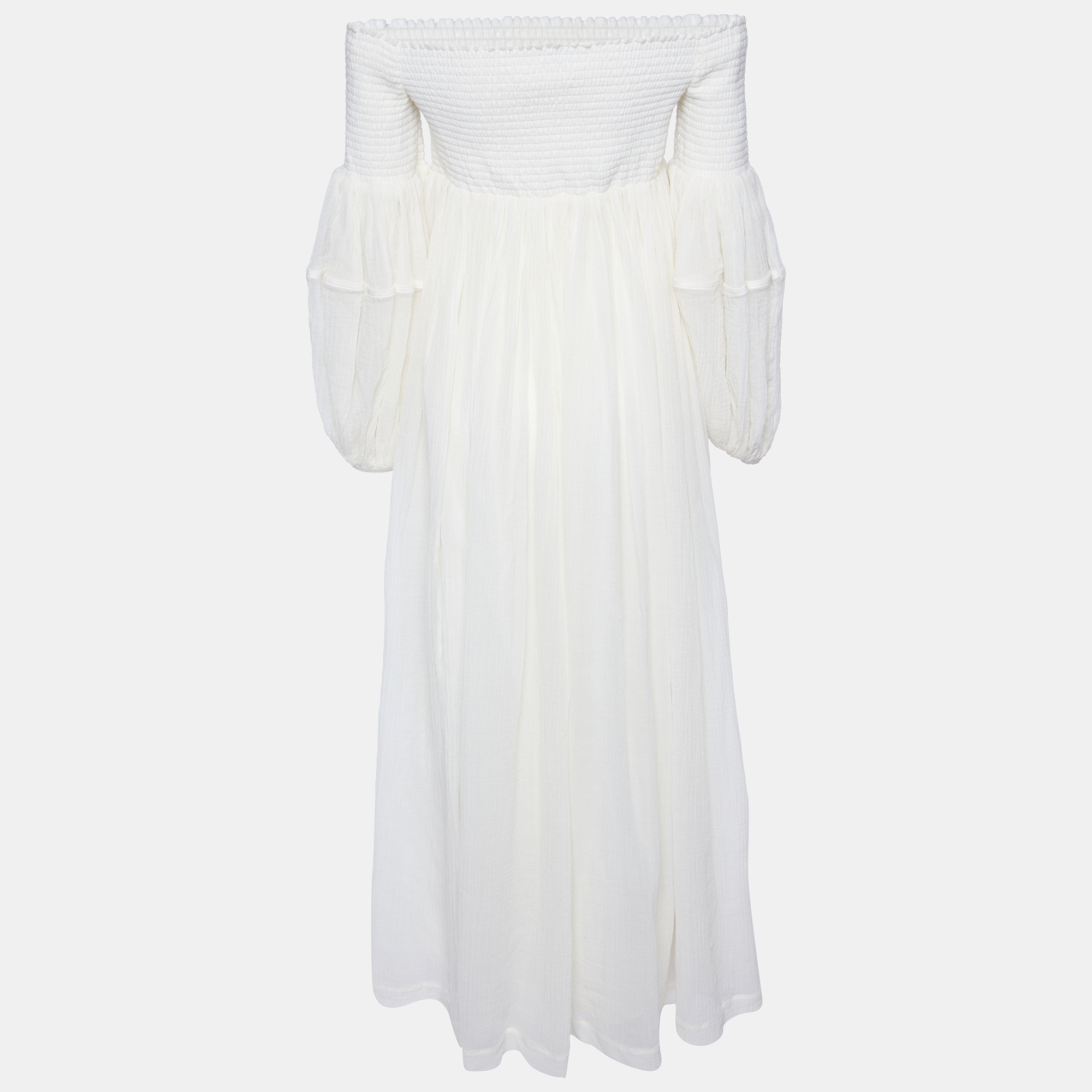 

Chloé Cream Wool Off-Shoulder Long Dress
