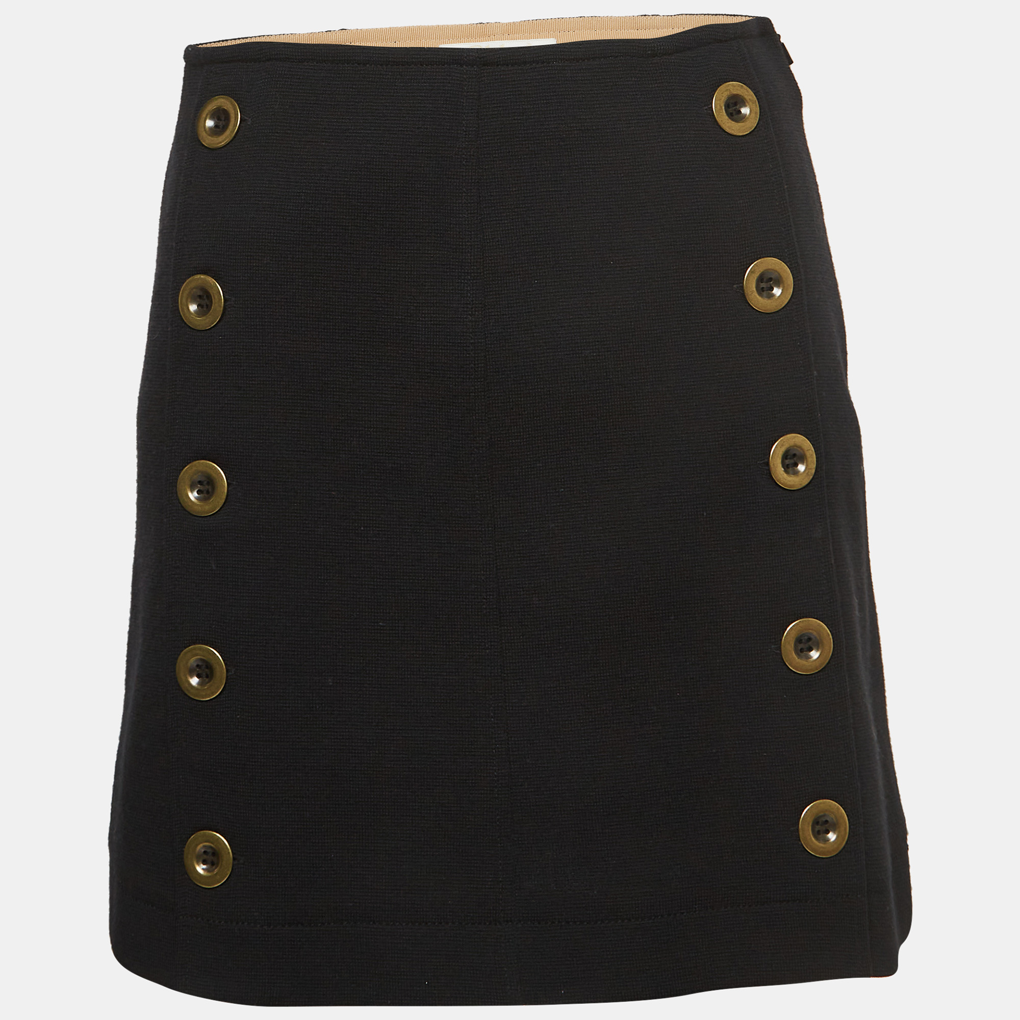 

Chloe Black Wool Knit Button Detail Mini Skirt S
