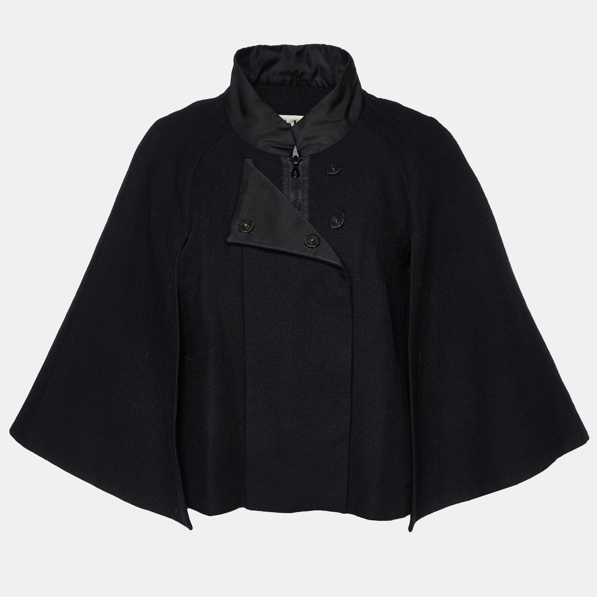 Pre-owned Chloé Black Wool Blend Cape Jacket M