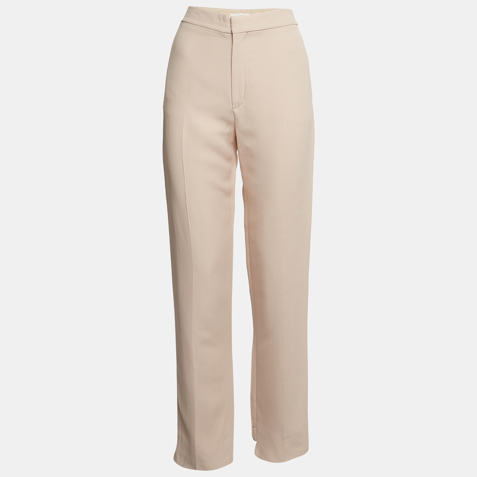 Pre-owned Chloé Light Pink Crepe Trousers M