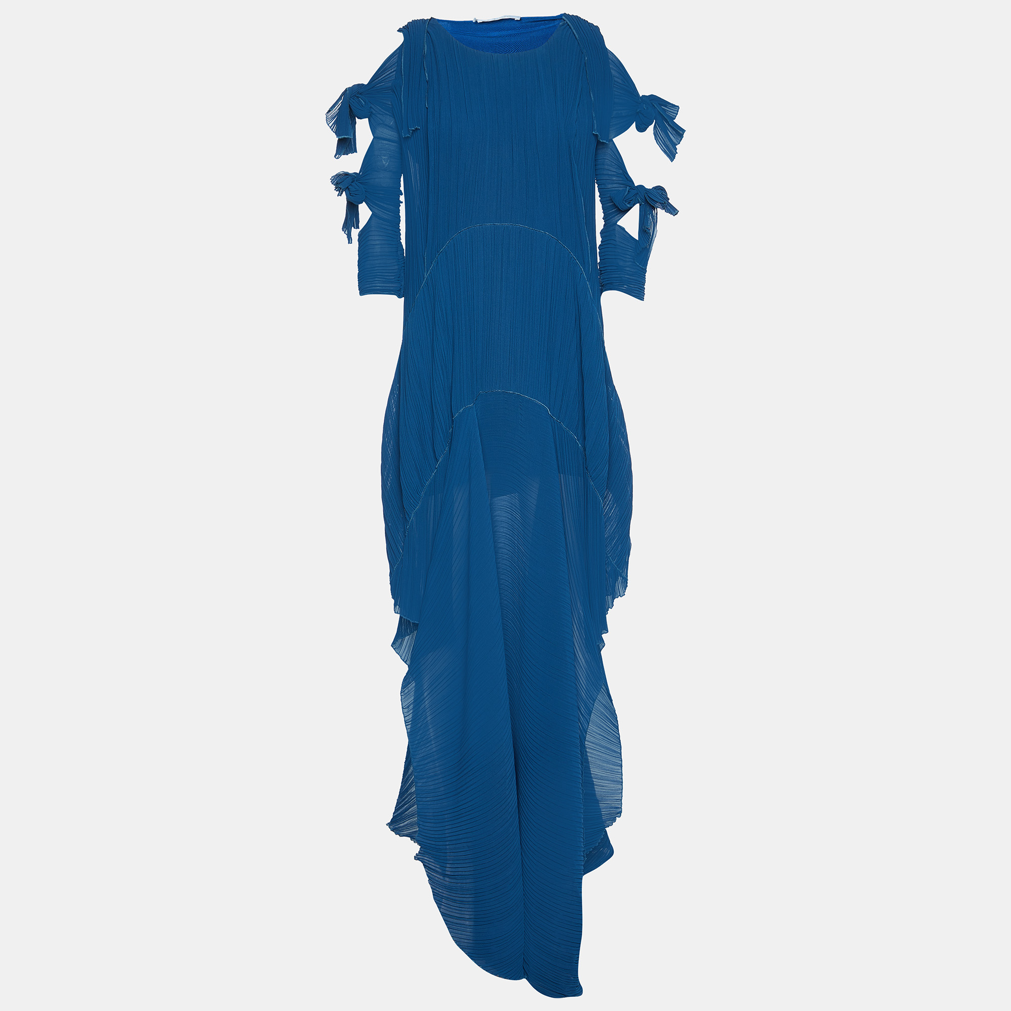

Chloé Tuareg Blue Plisse Asymmetric Long Dress