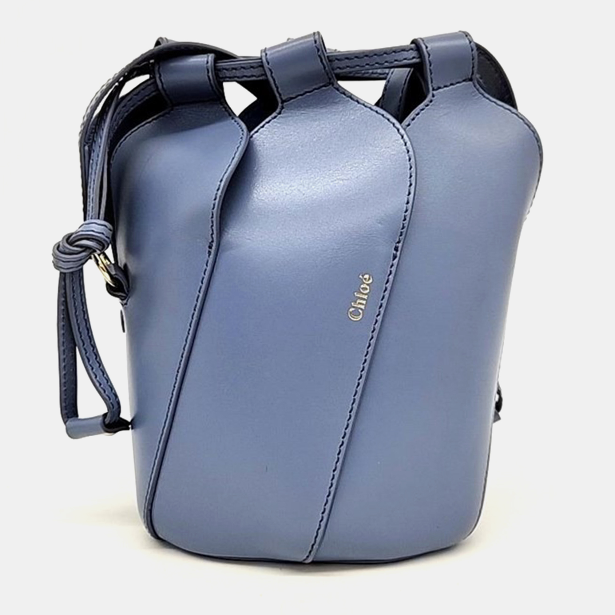

Chloe Blue Leather Mini Tulip Bucket Bag