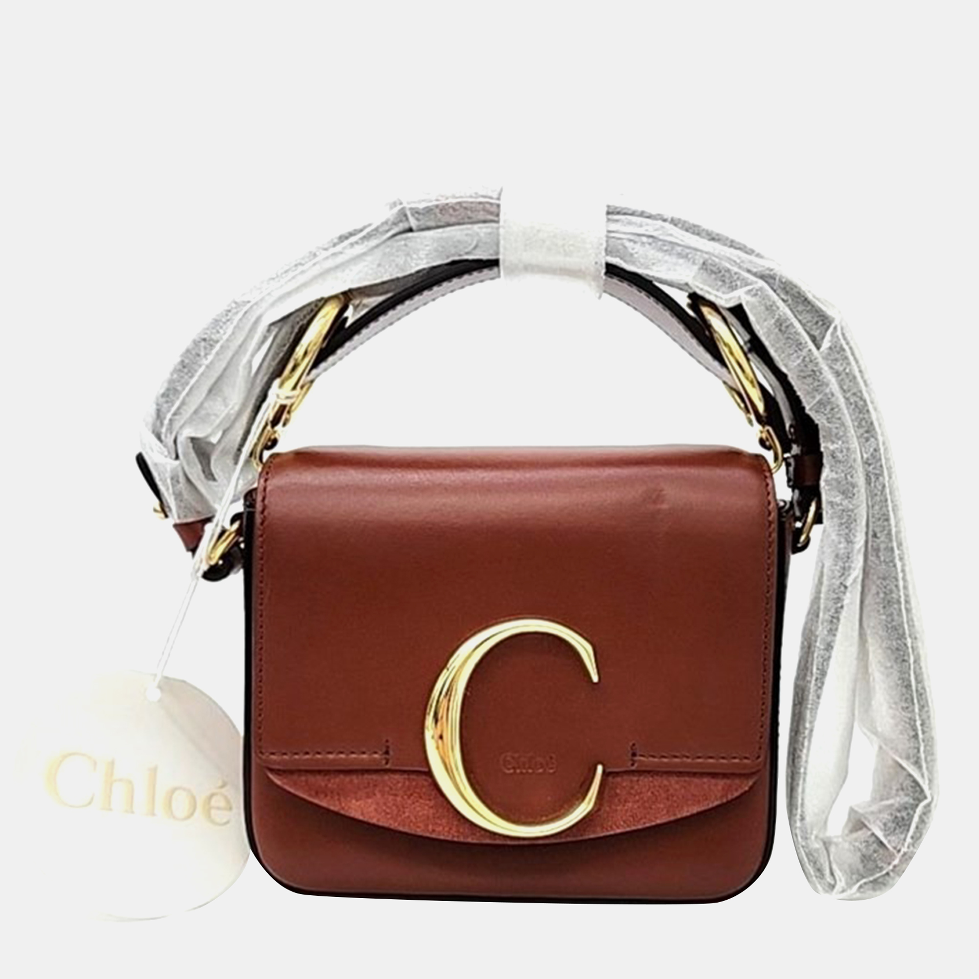 

Chloe Brown Leather Mini C Crossbody Bag