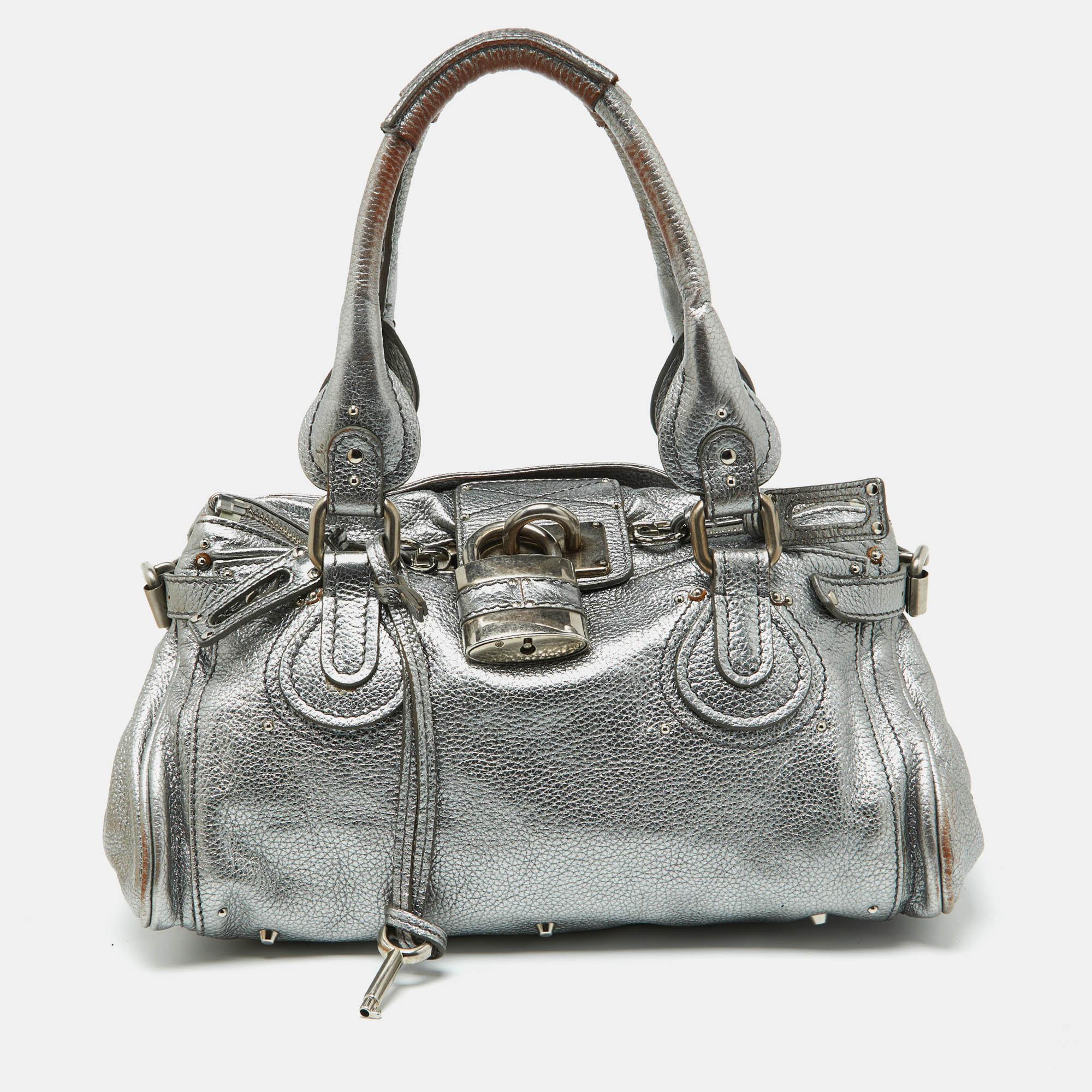 Pre-owned Chloé Silver Leather Paddington Satchel