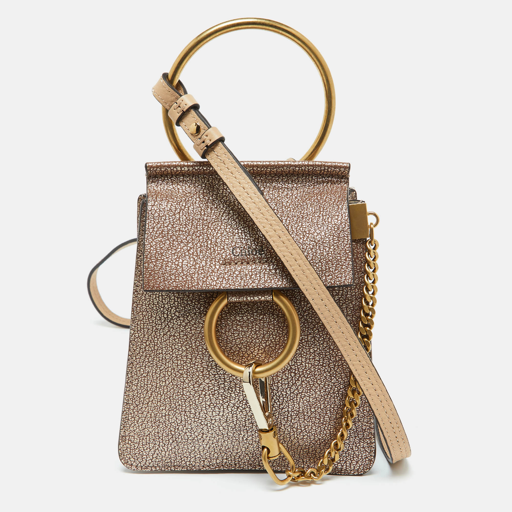 

Chloe Gold/Beige Leather Mini Faye Crossbody Bag