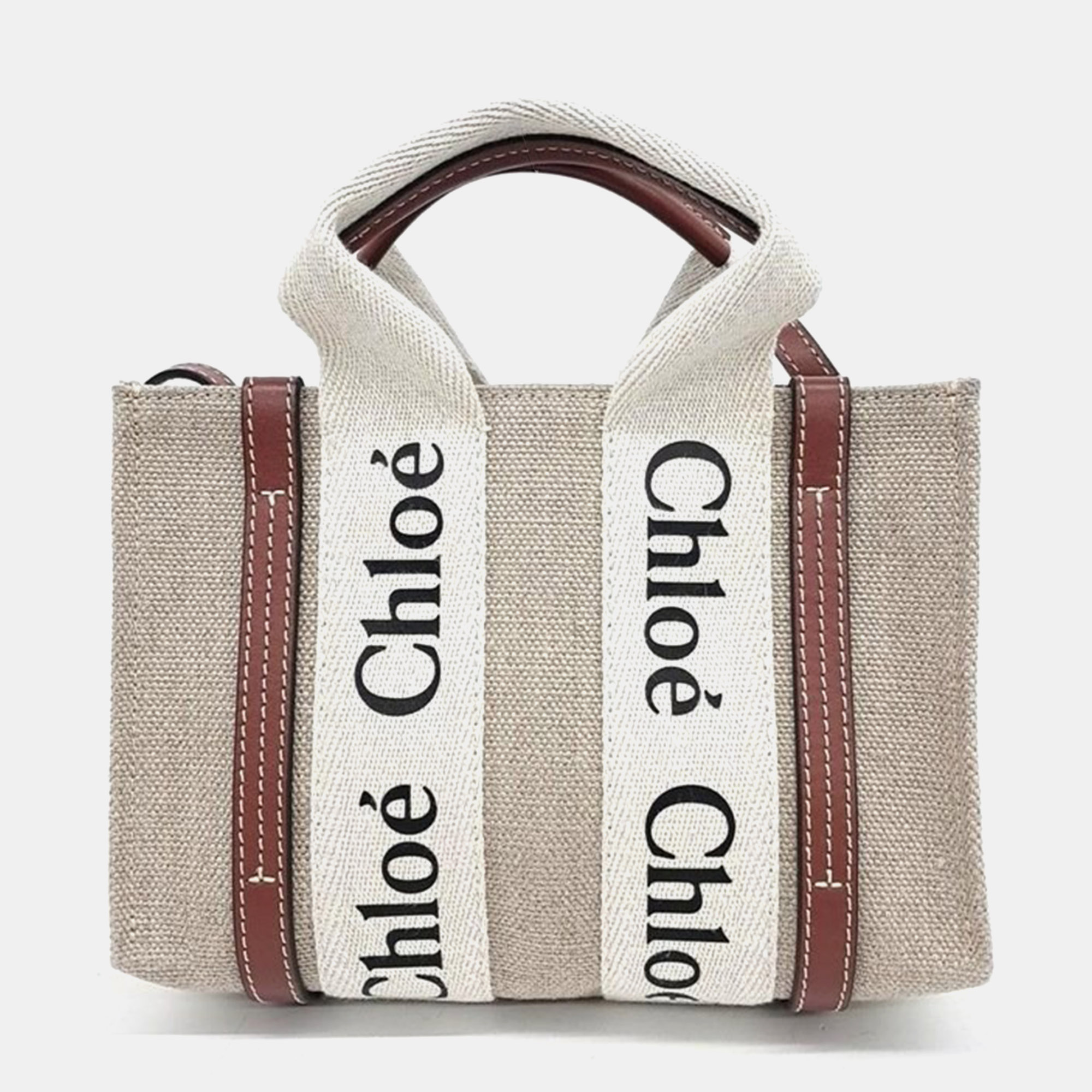 Pre-owned Chloé Woody Mini Bag In Beige