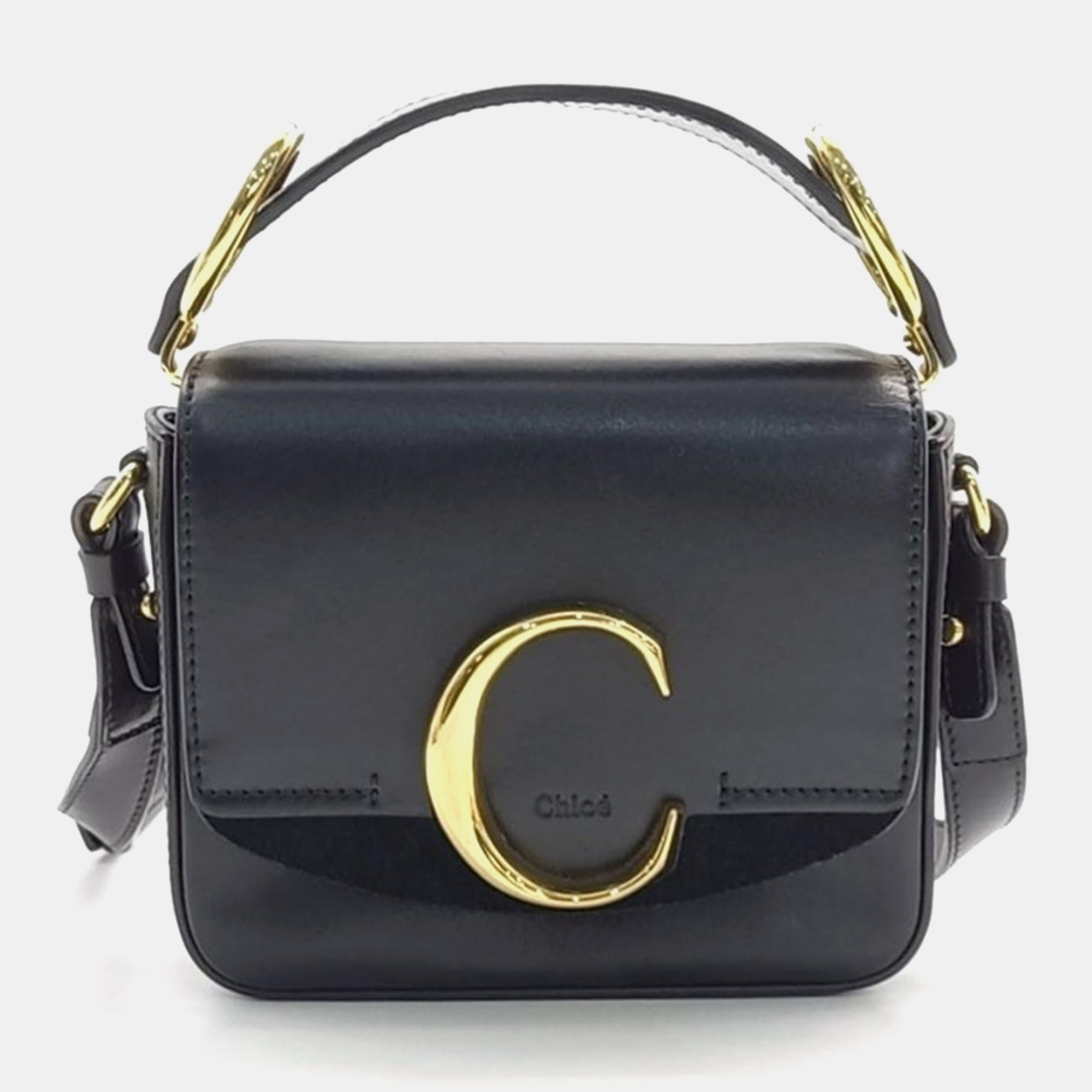 Pre-owned Chloé C Mini Crossbody Bag In Black