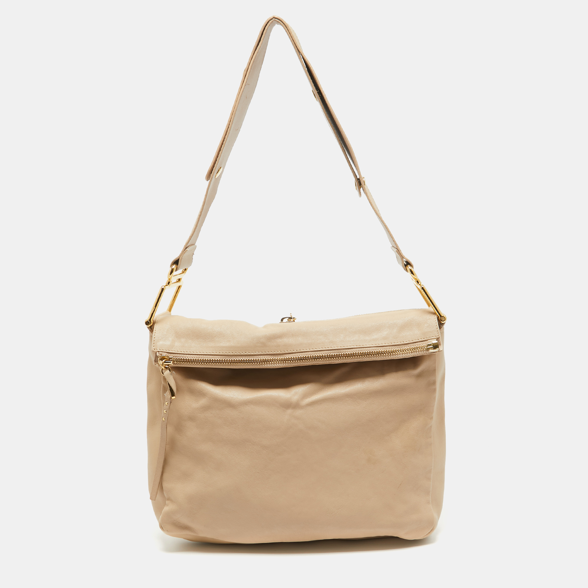 

Chloe Beige Leather Zip Fold Over Shoulder Bag