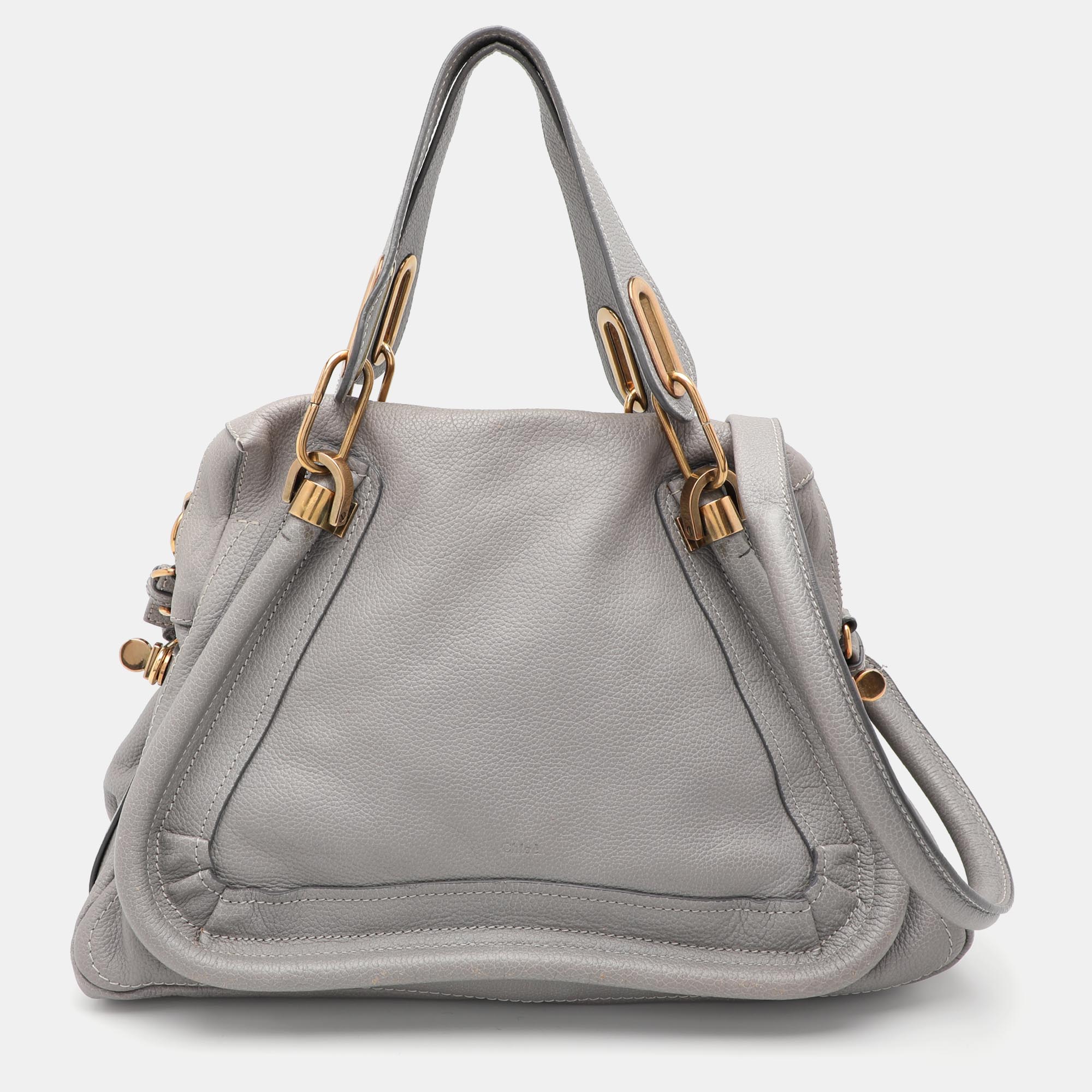 

Chloe Grey Leather  Paraty Shoulder Bag