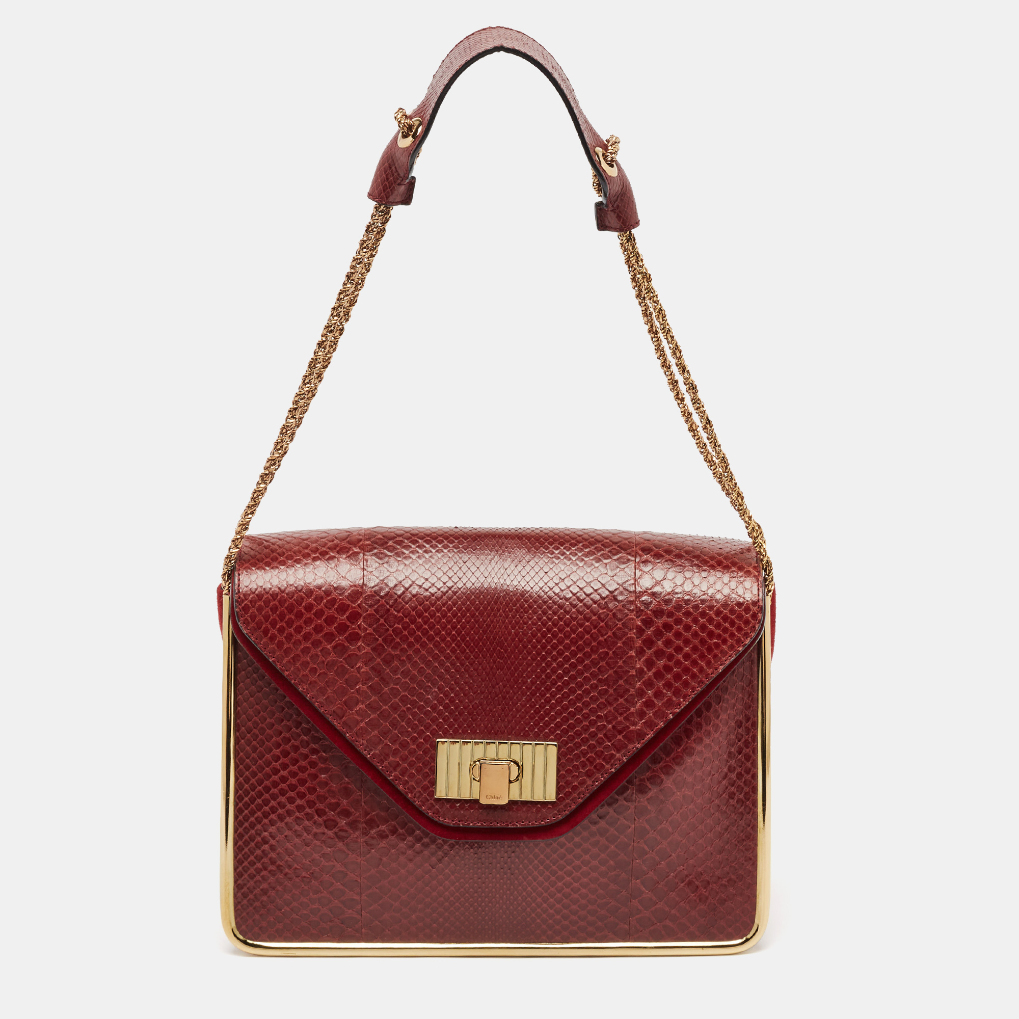 

Chloe Red Python  Sally Shoulder Bag