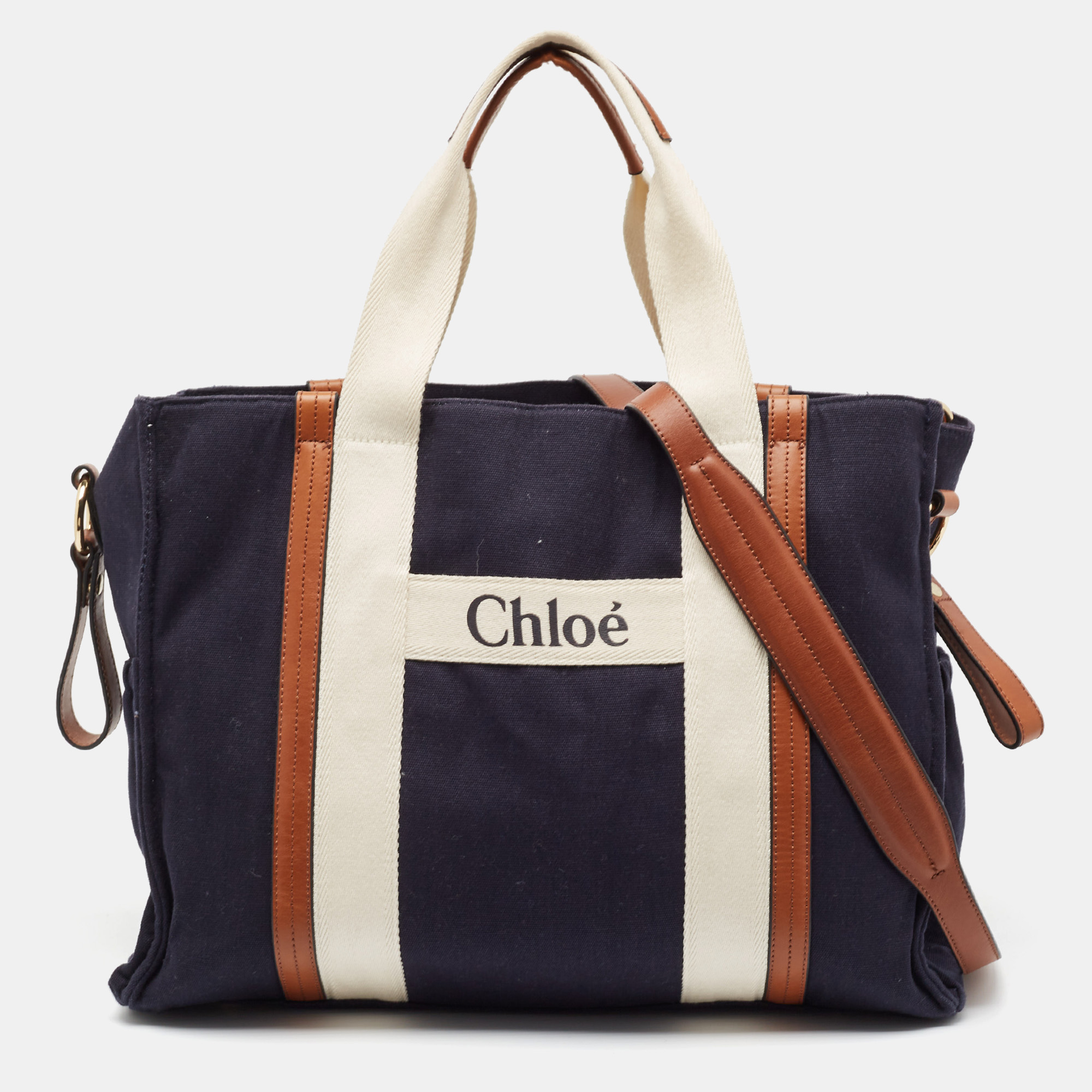 Pre-owned Chloé Navy Blue Canvas Baby Changing Tote