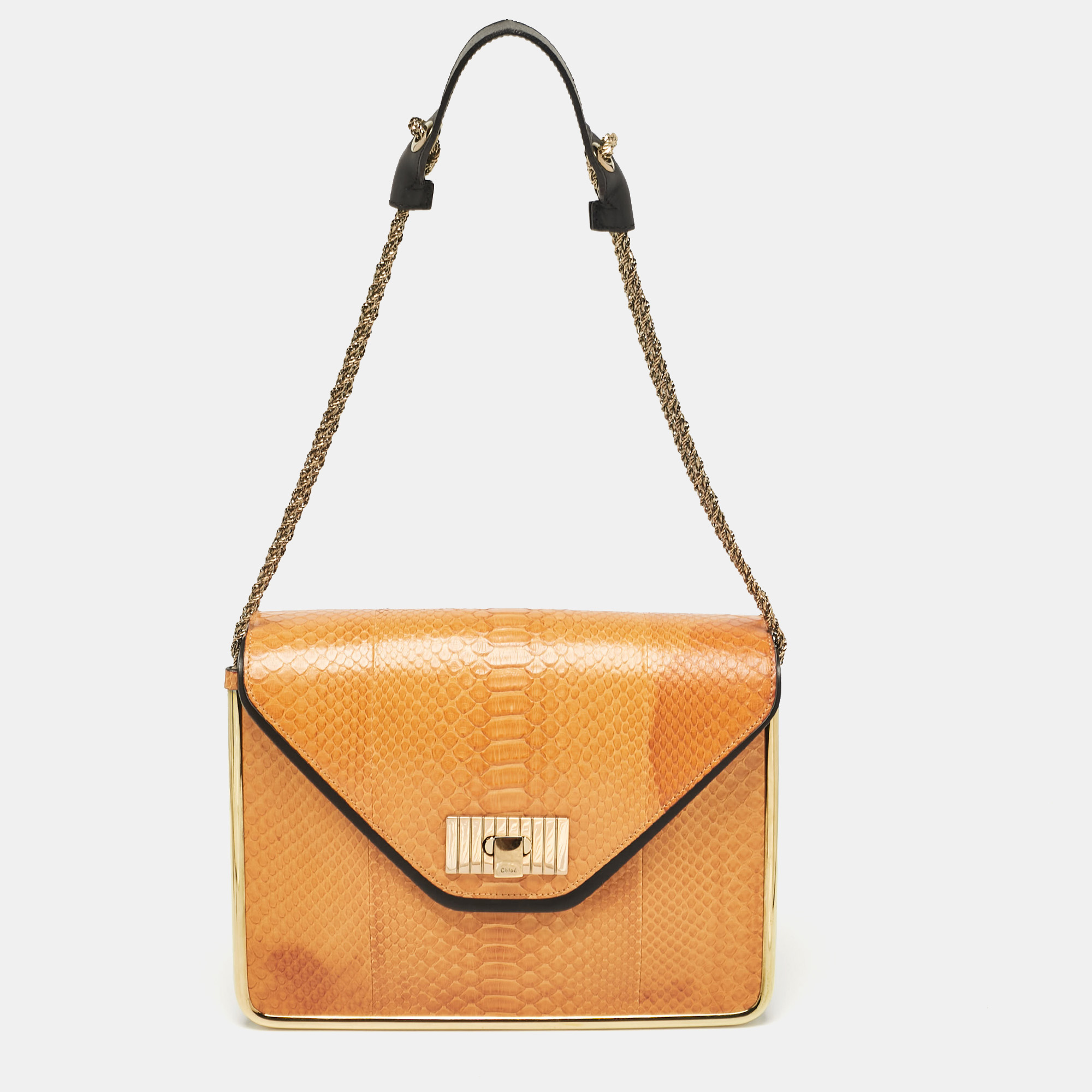 

Chloe Orange Python and Leather  Sally Shoulder Bag