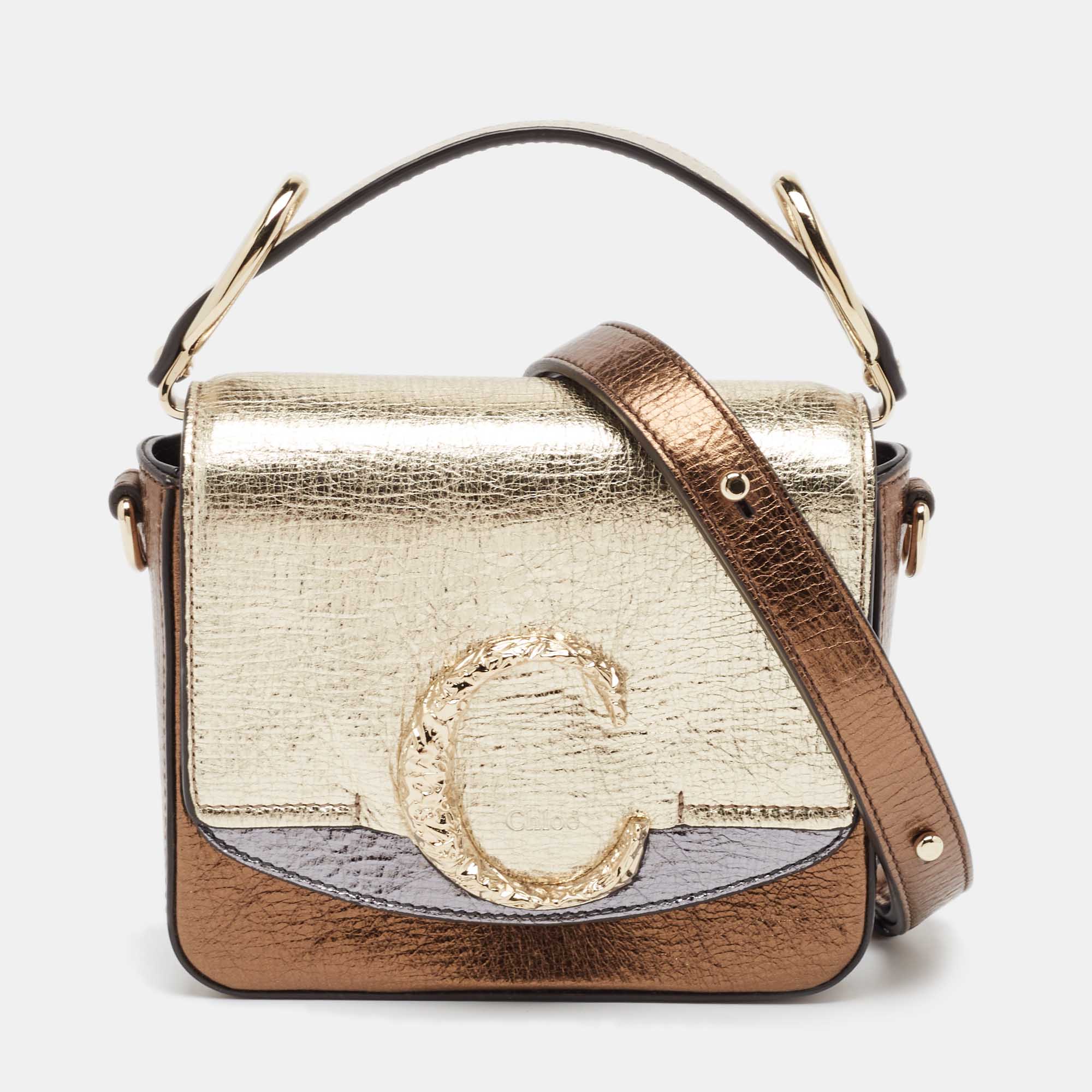 

Chloe Metallic Multicolor Leather Mini C Top Handle Bag