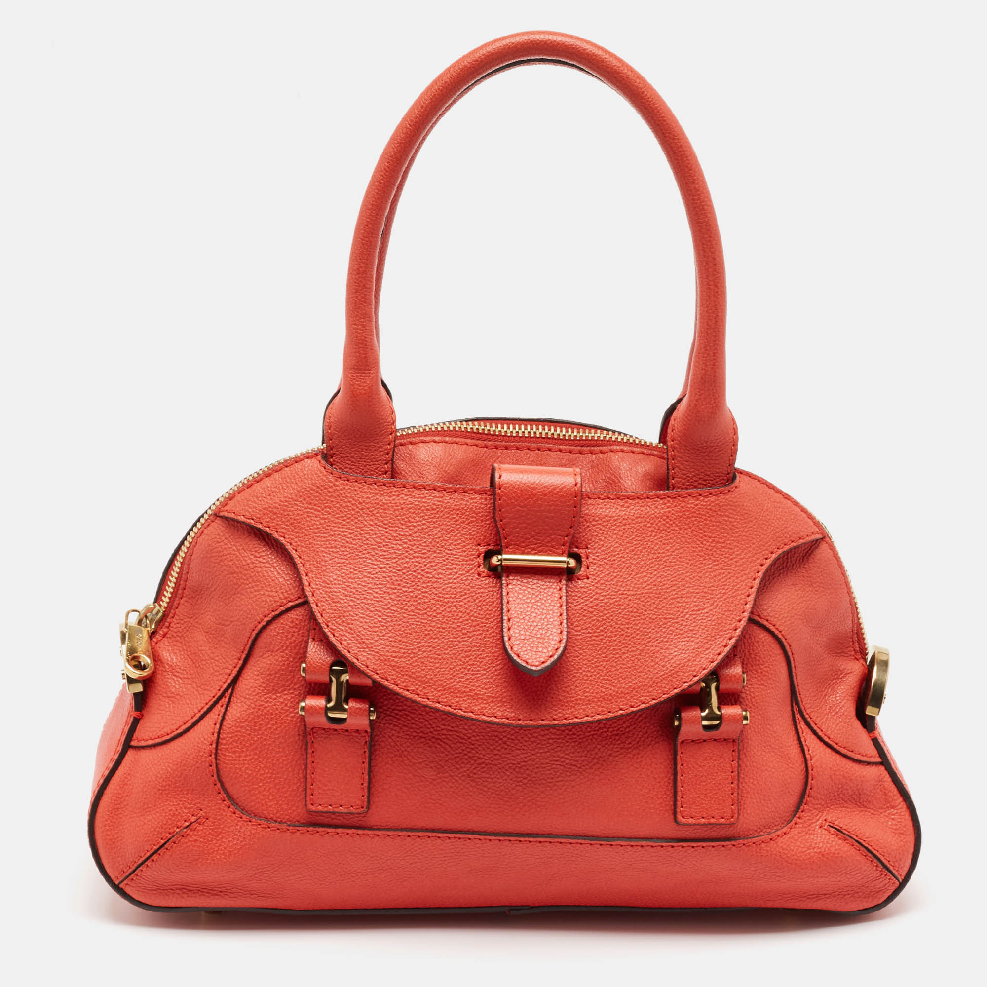 

Chloe Red Leather Georgia Dome Satchel