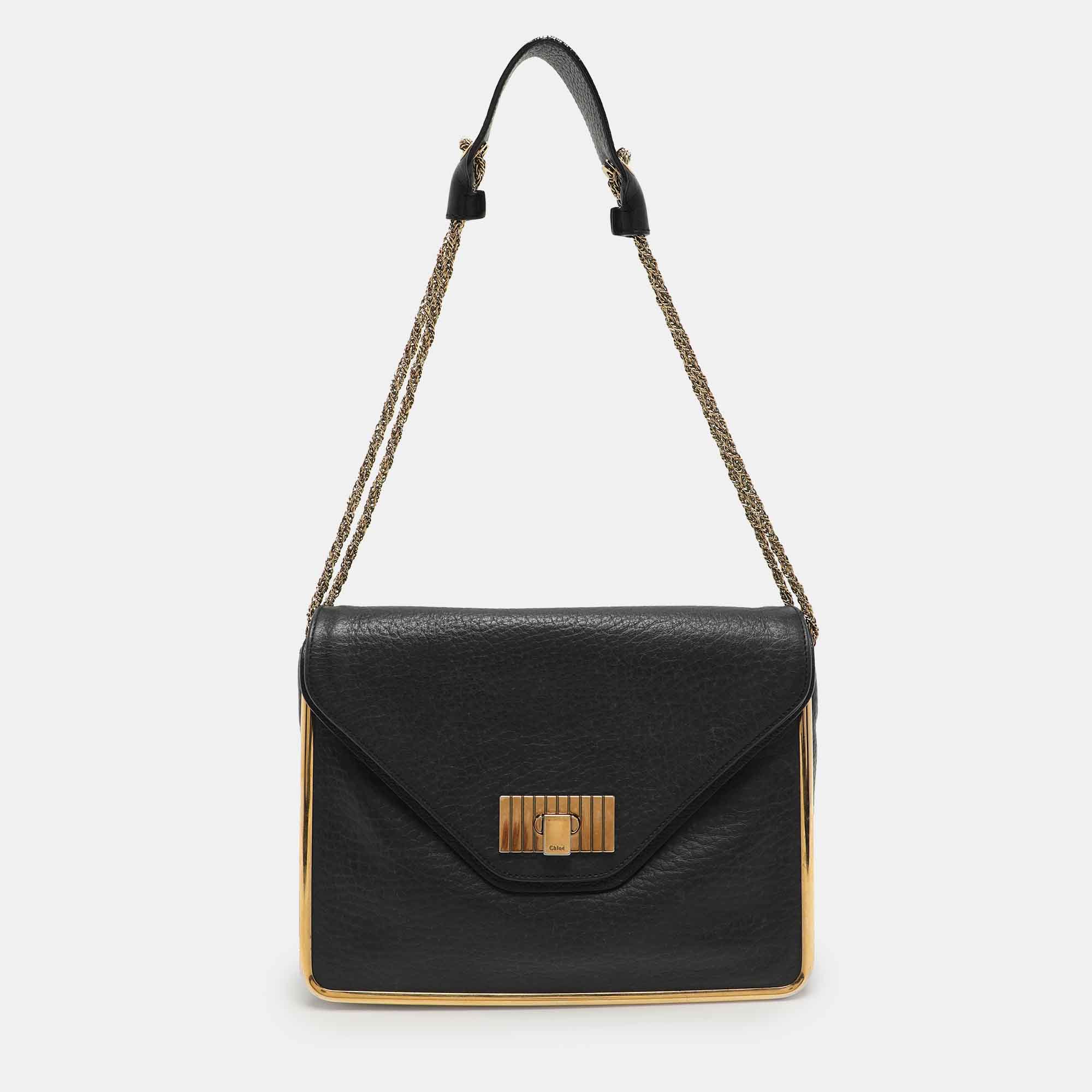 

Chloe Black Leather Medium Sally Flap Shoulder Bag